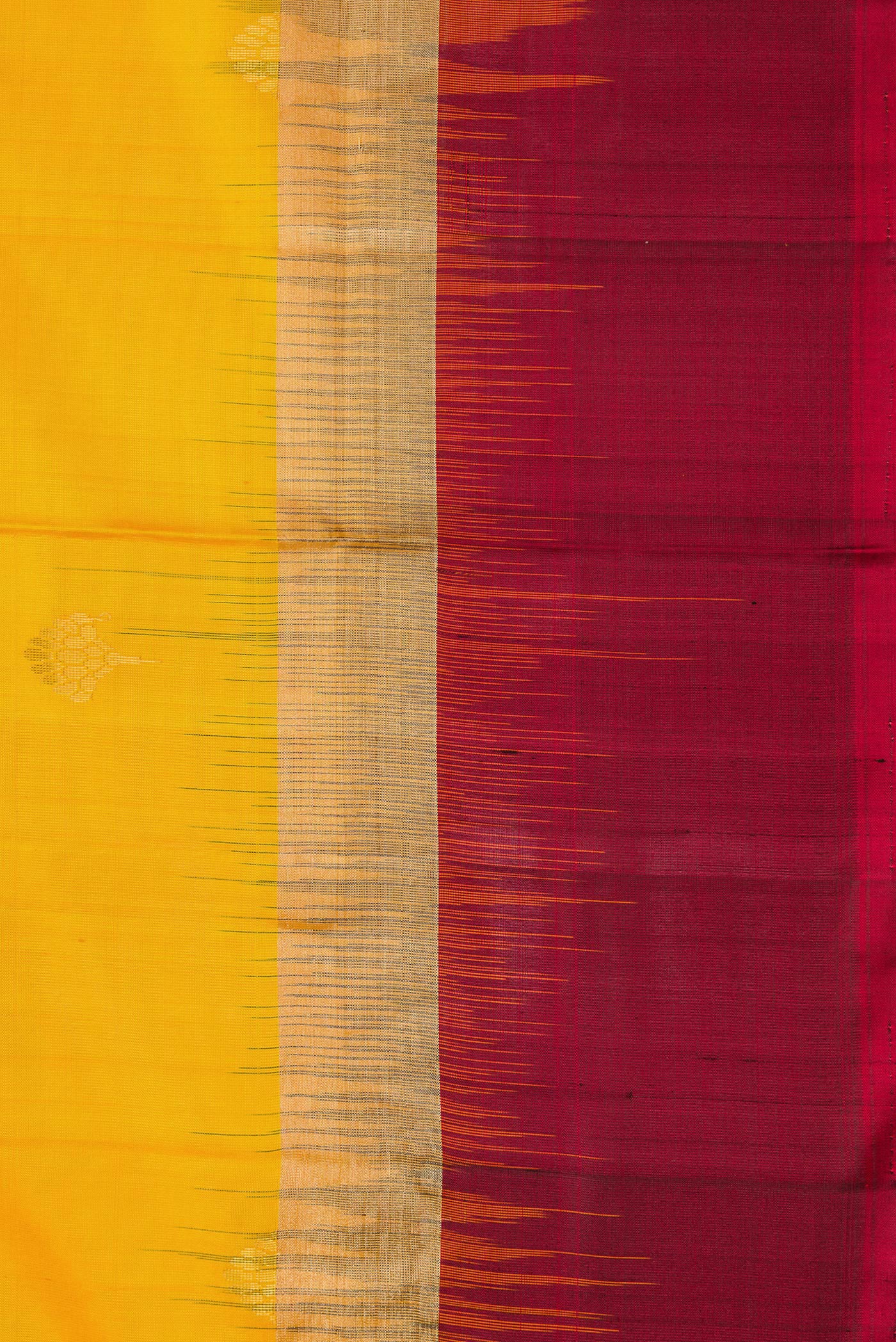 Border image of Yellow Dual Tone Soft Silk Saree with Zari Butta on the body and Zari Border. 