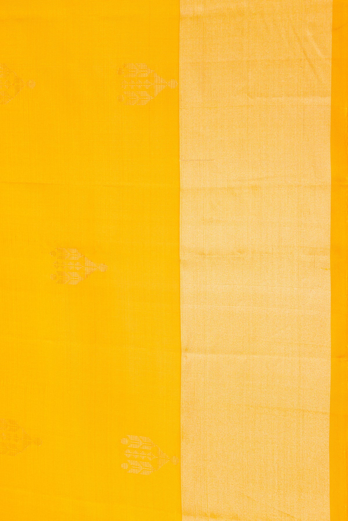 Border image of Yellow Dual Tone Soft Silk Saree with Zari Butta on the body and Zari Border. 