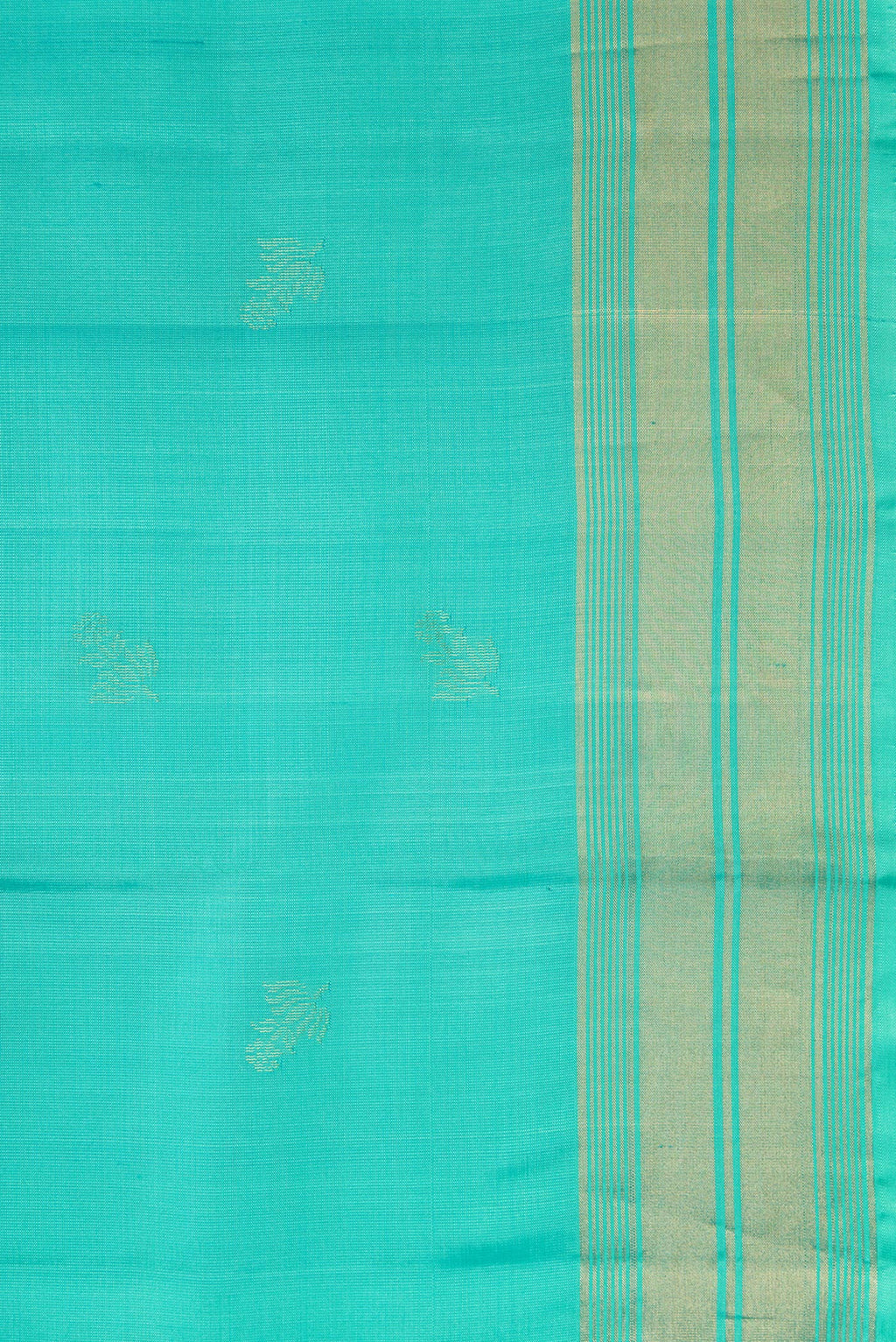 Border image of Sea Green Dual Tone Soft Silk Saree with Zari Butta on the body and Zari Border. 