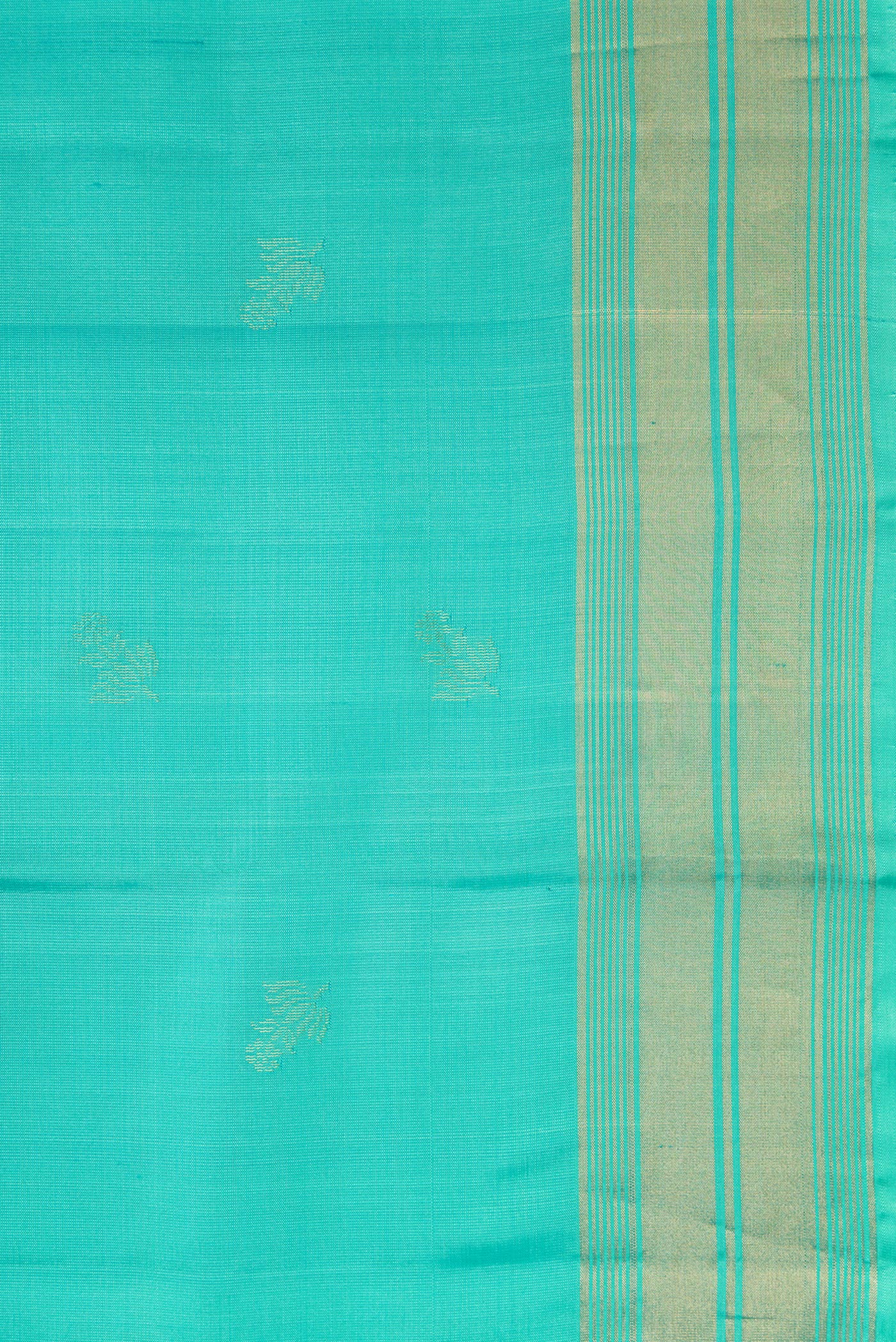 Border image of Sea Green Dual Tone Soft Silk Saree with Zari Butta on the body and Zari Border. 