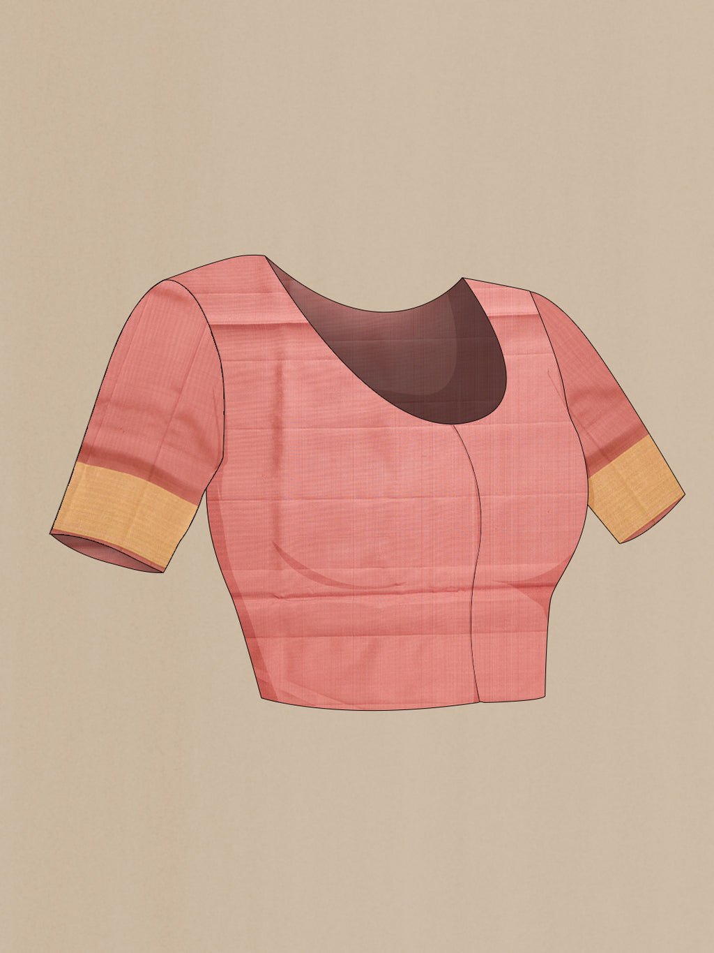 Close up image of the blouse of Grey Dual Tone Soft Silk Saree with Zari Butta on the body and Zari Border. 