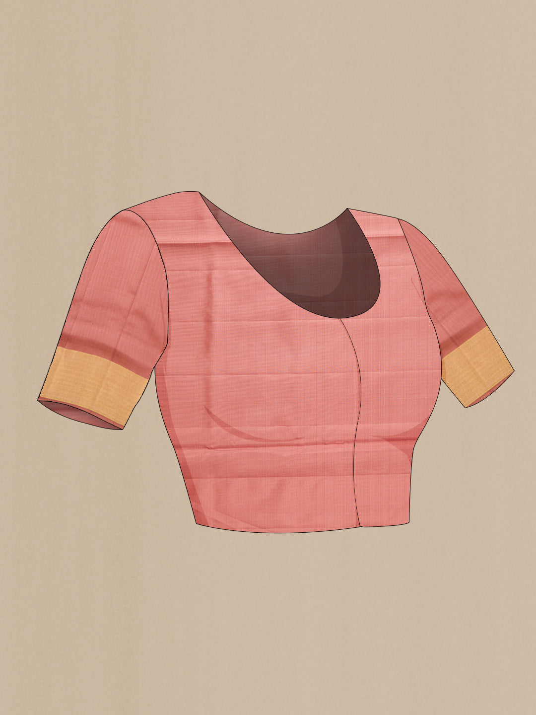 Close up image of the blouse of Grey Dual Tone Soft Silk Saree with Zari Butta on the body and Zari Border. 