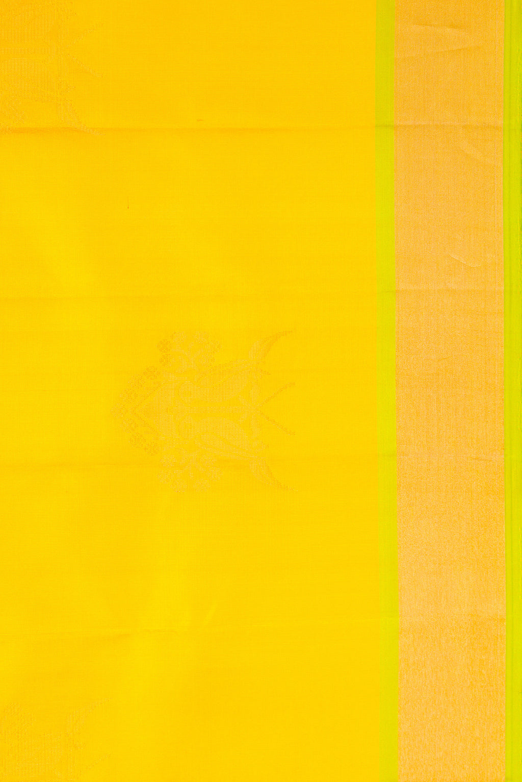 Border image of Yellow Dual Tone Soft Silk Saree with Zari Butta on the body and Zari Border. 