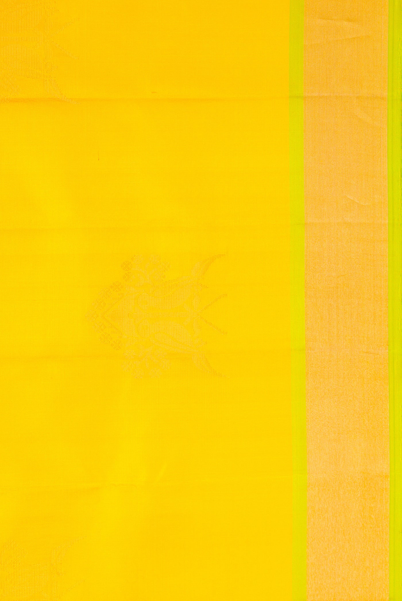 Border image of Yellow Dual Tone Soft Silk Saree with Zari Butta on the body and Zari Border. 