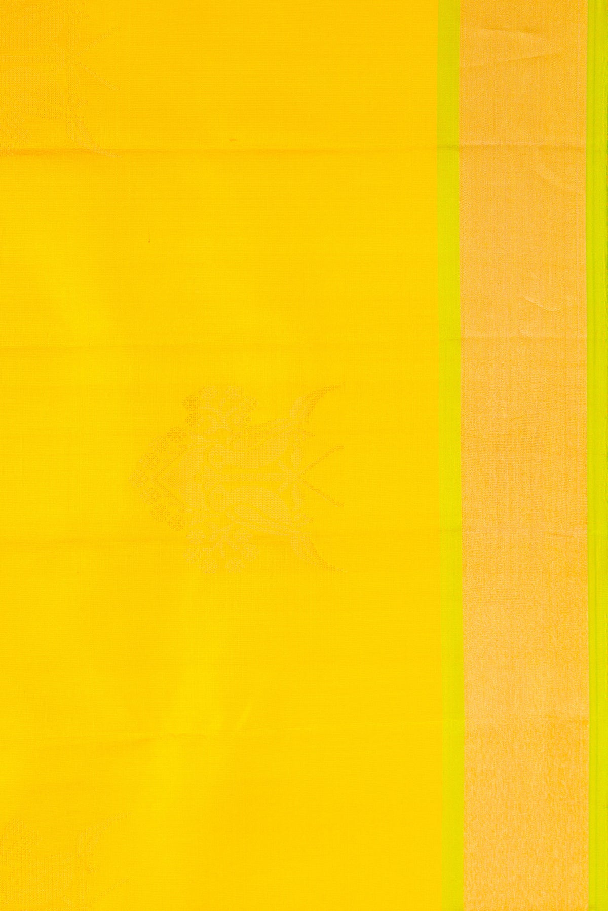 Border image of Yellow Dual Tone Soft Silk Saree with Zari Butta on the body and Zari Border. 