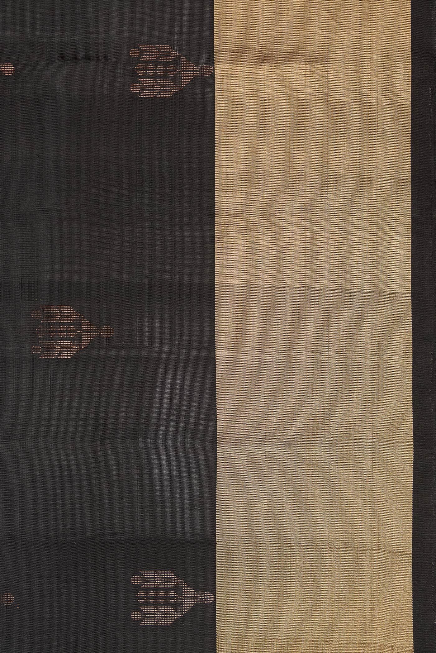 Border image of Black Dual Tone Soft Silk Saree with Zari Butta on the body and Zari Border. 