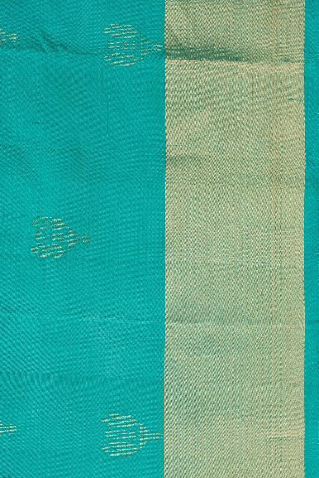 Border image of Sea Green Dual Tone Soft Silk Saree with Zari Butta on the body and Zari Border. 