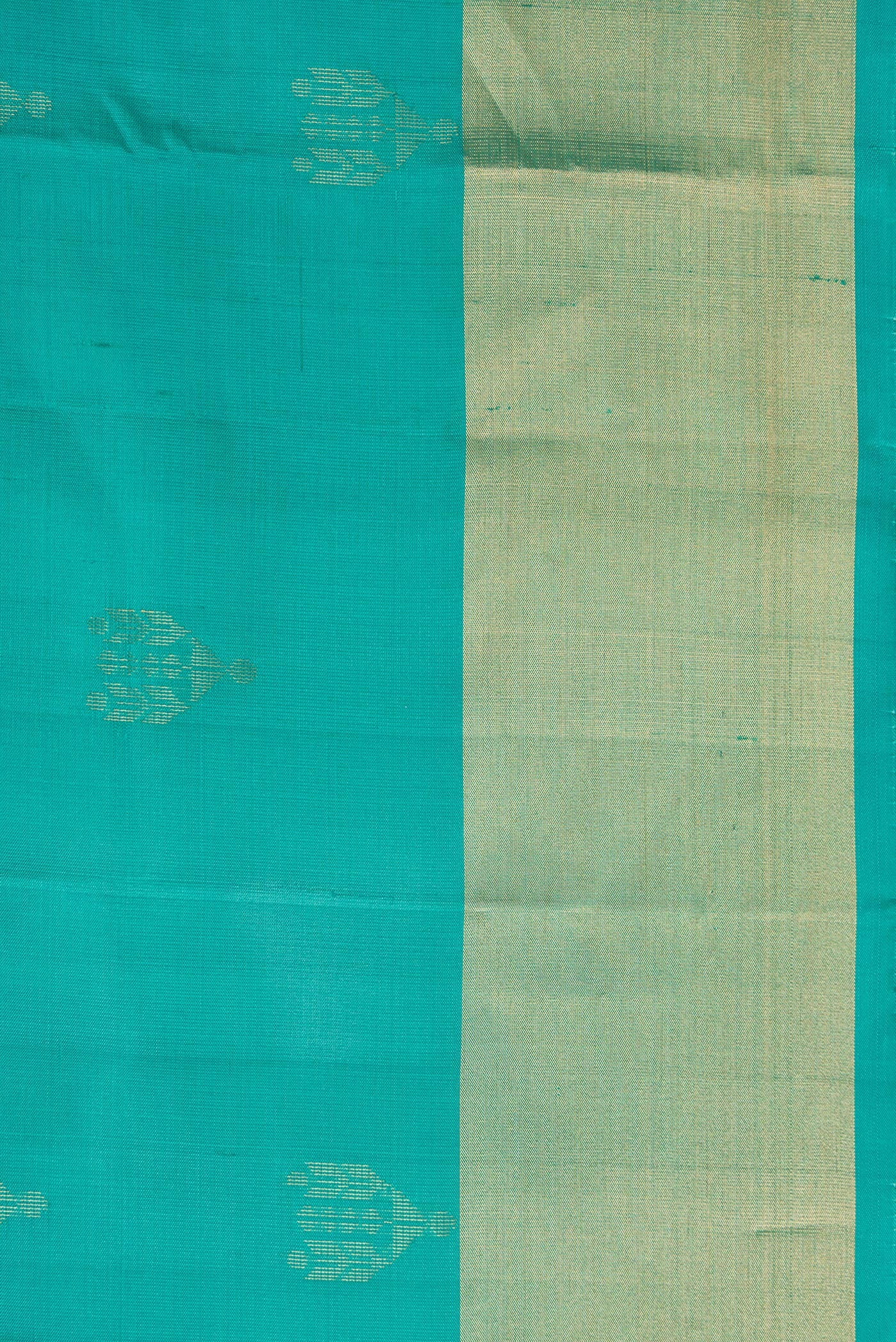 Border image of Sea Green Dual Tone Soft Silk Saree with Zari Butta on the body and Zari Border. 