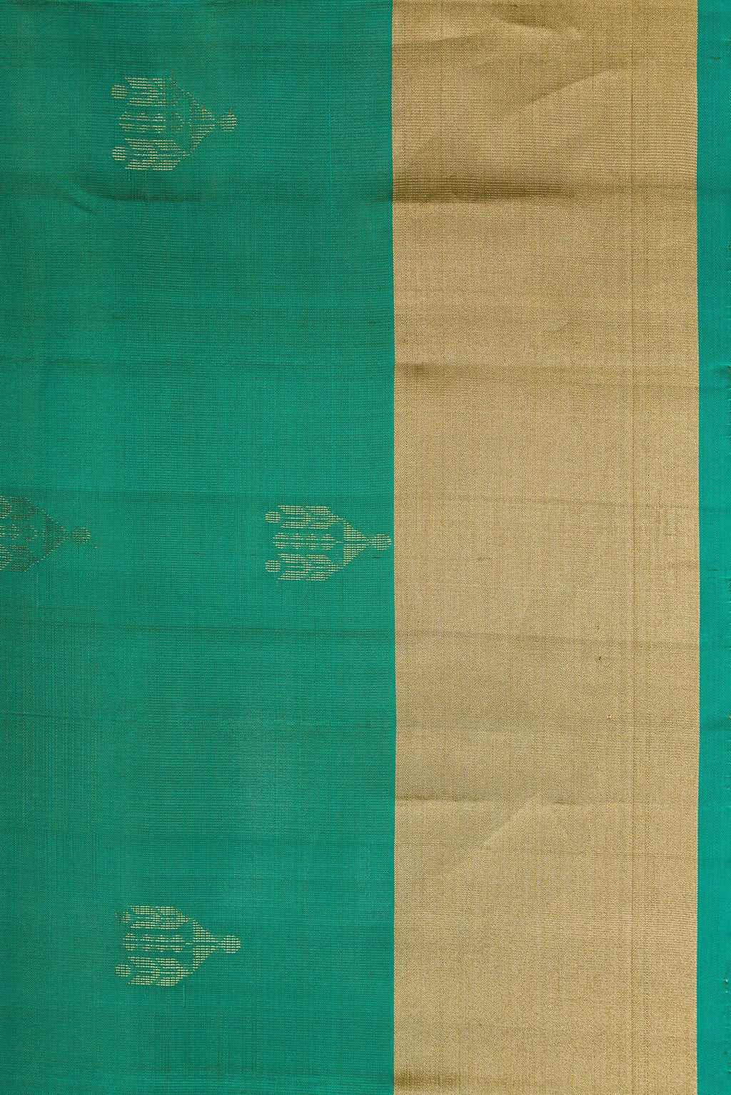 Border image of Green Dual Tone Soft Silk Saree with Zari Butta on the body and Zari Border. 