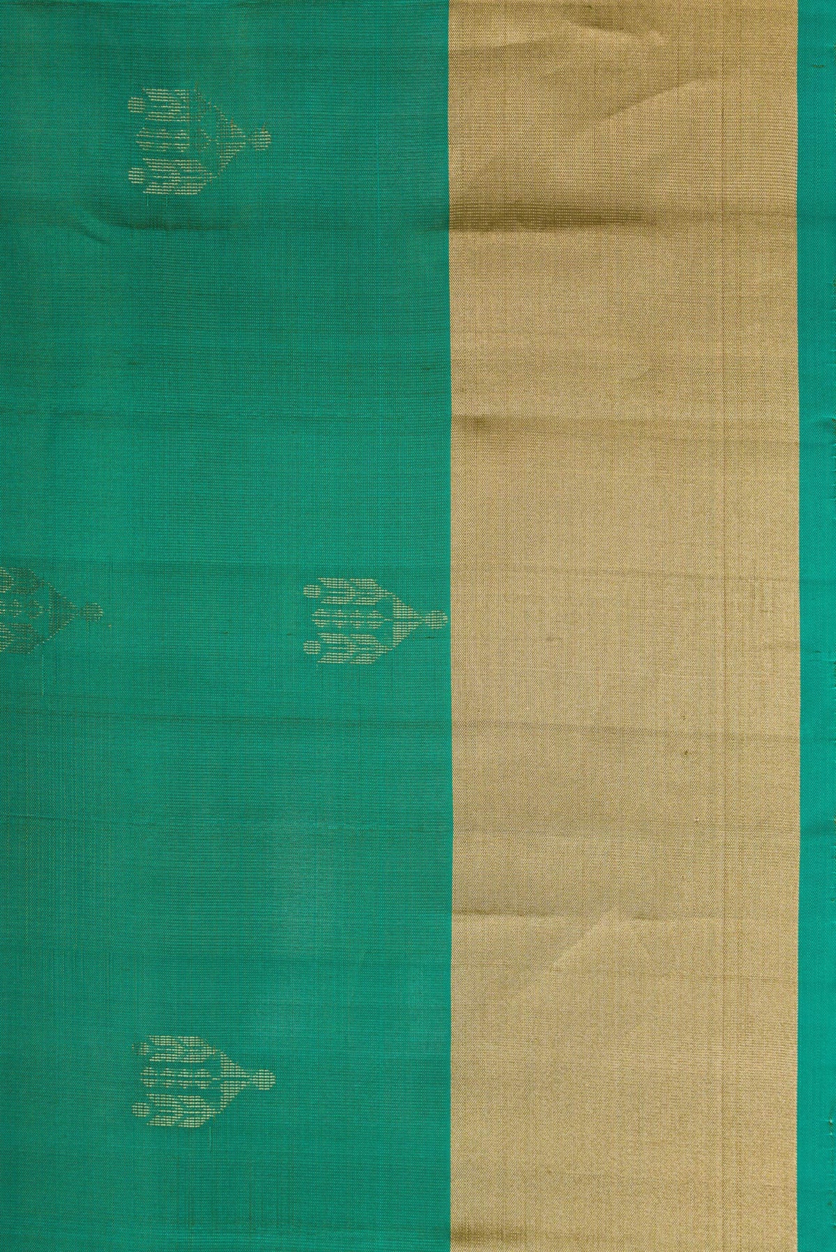Border image of Green Dual Tone Soft Silk Saree with Zari Butta on the body and Zari Border. 
