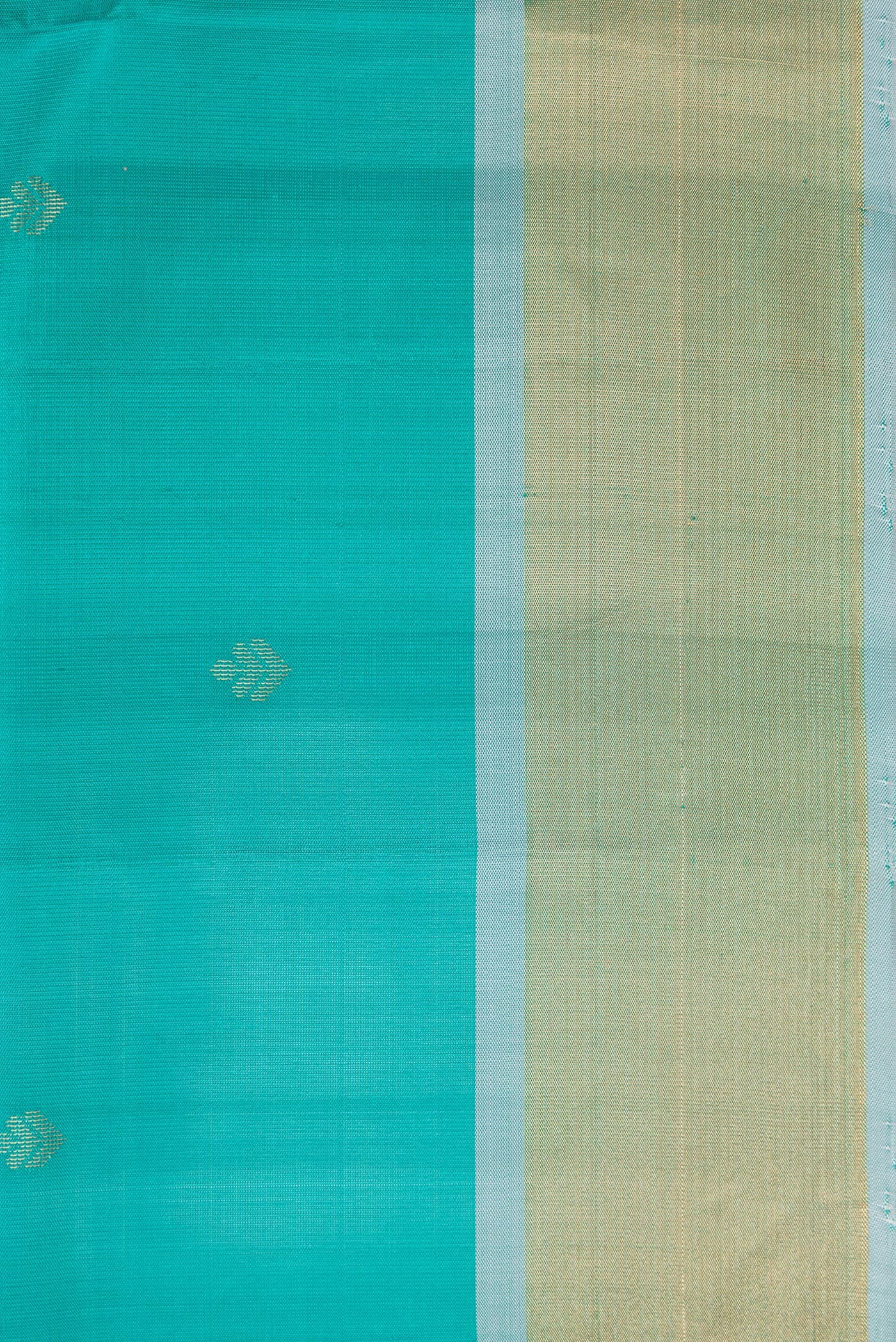 Border image of Green Dual Tone Soft Silk Saree with Zari Butta on the body and Zari Border. 