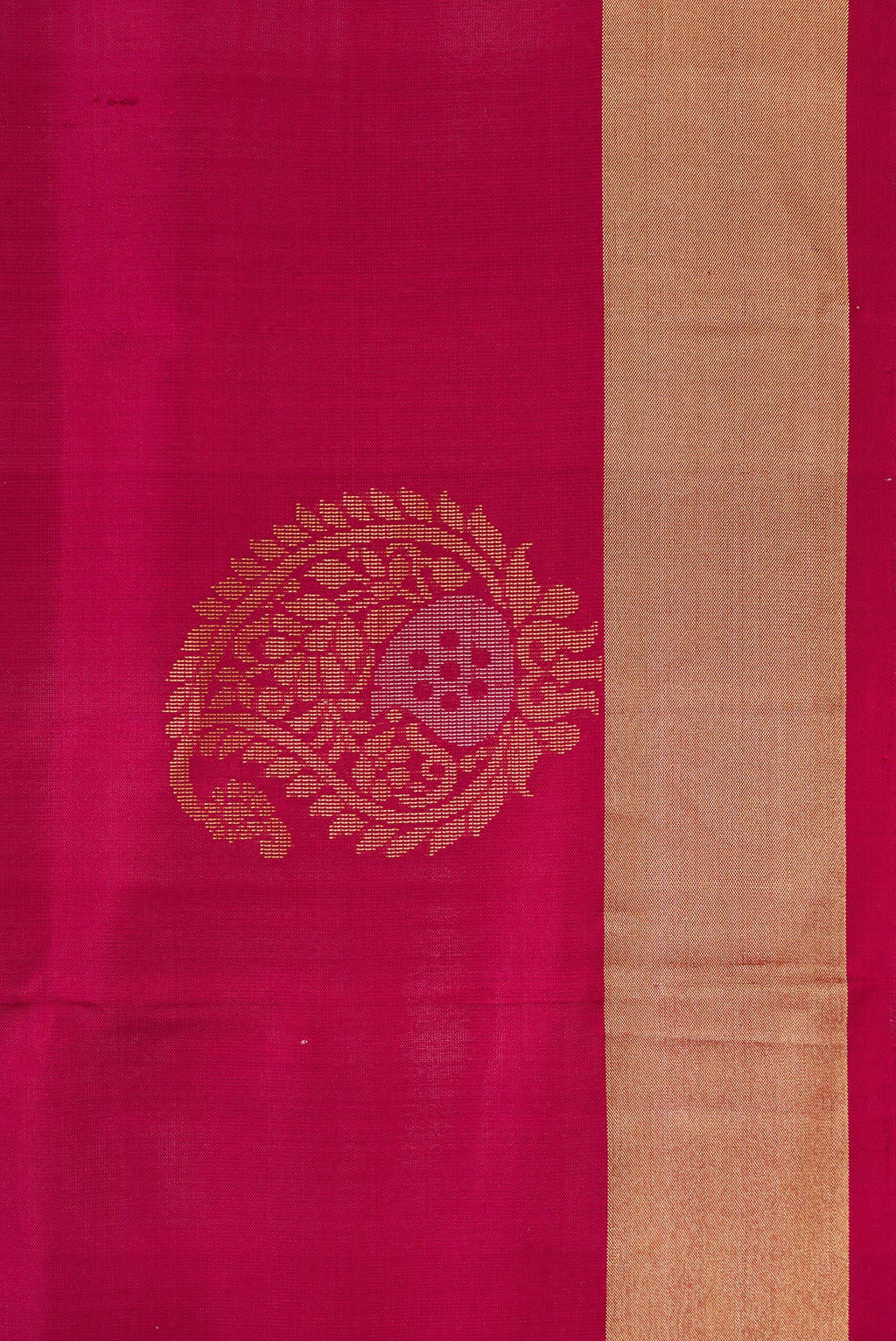 Border image of Maroon Dual Tone Soft Silk Saree with Zari Butta on the body and Zari Border. 
