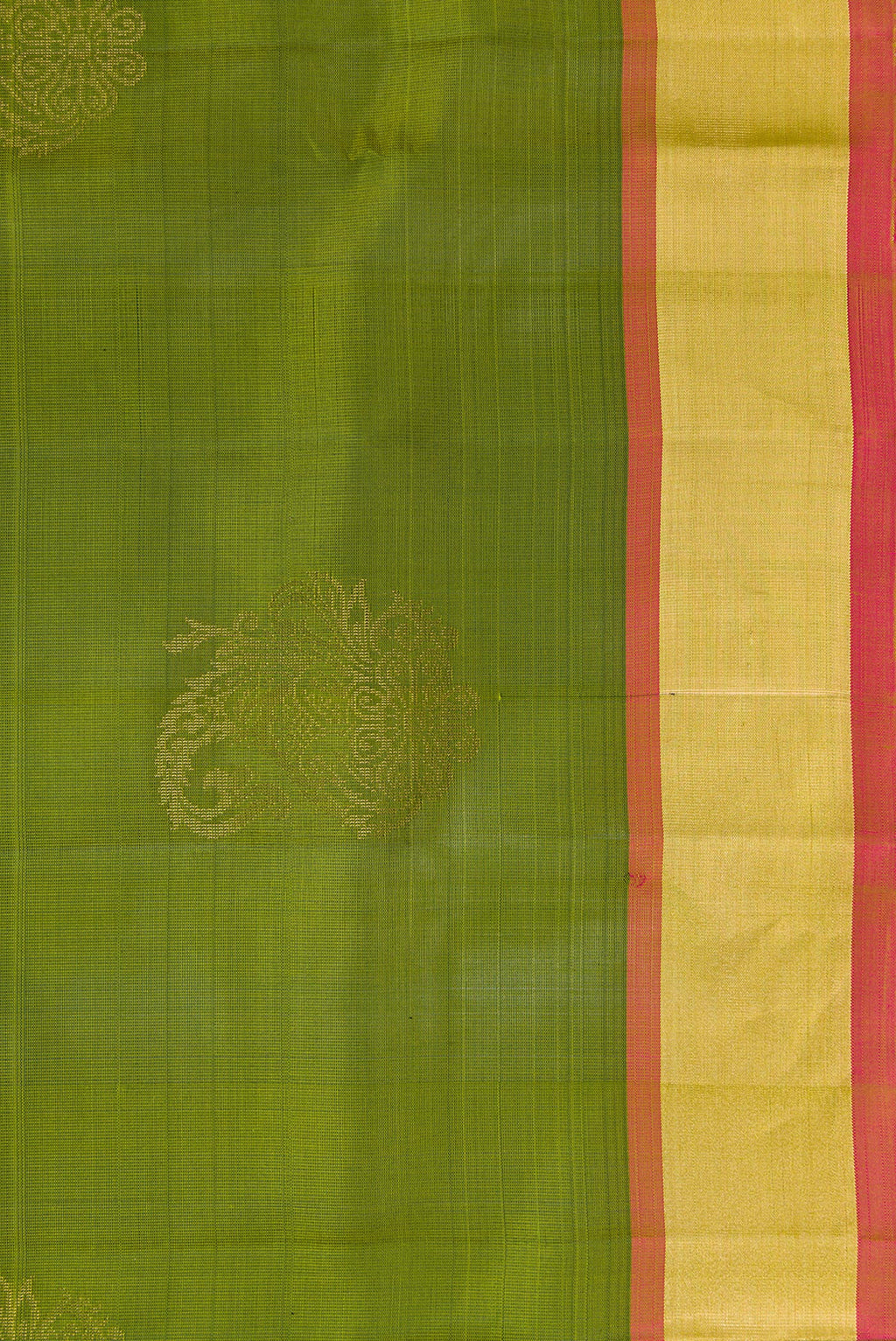 Border image of Green Dual Tone Soft Silk Saree with Zari Butta on the body and Zari Border. 
