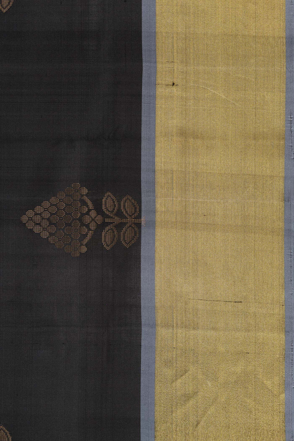Border image of Black Dual Tone Soft Silk Saree with Zari Butta on the body and Zari Border. 