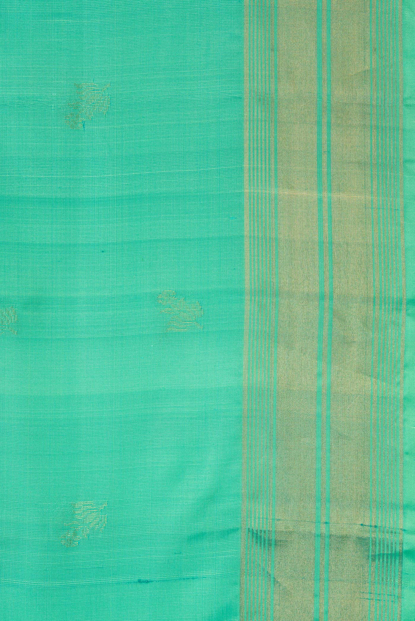 Border image of Sea Green Dual Tone Soft Silk Saree with Zari Butta on the body and Zari Border. 
