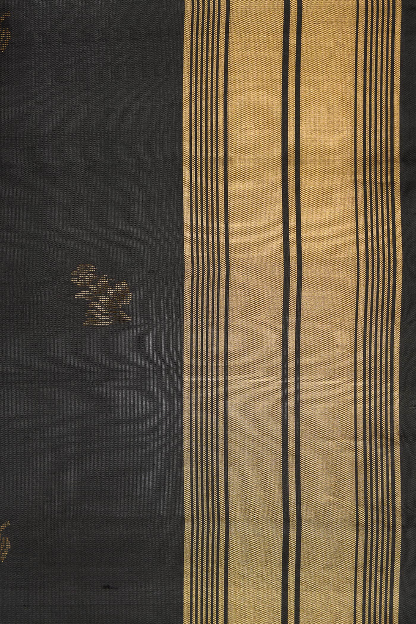Border image of Black Dual Tone Soft Silk Saree with Zari Butta on the body and Zari Border. 
