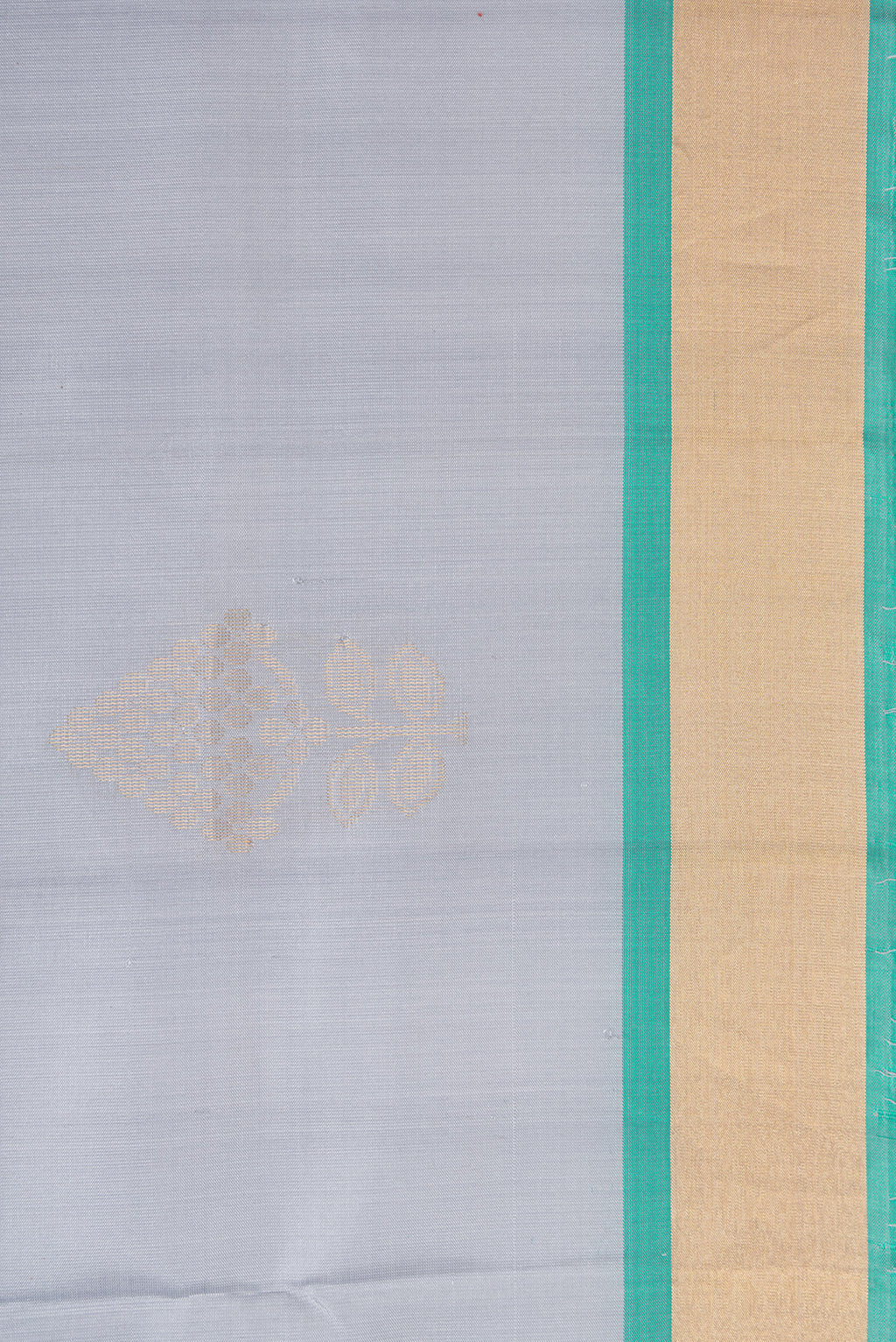 Border image of Grey Dual Tone Soft Silk Saree with Zari Butta on the body and Zari Border. 