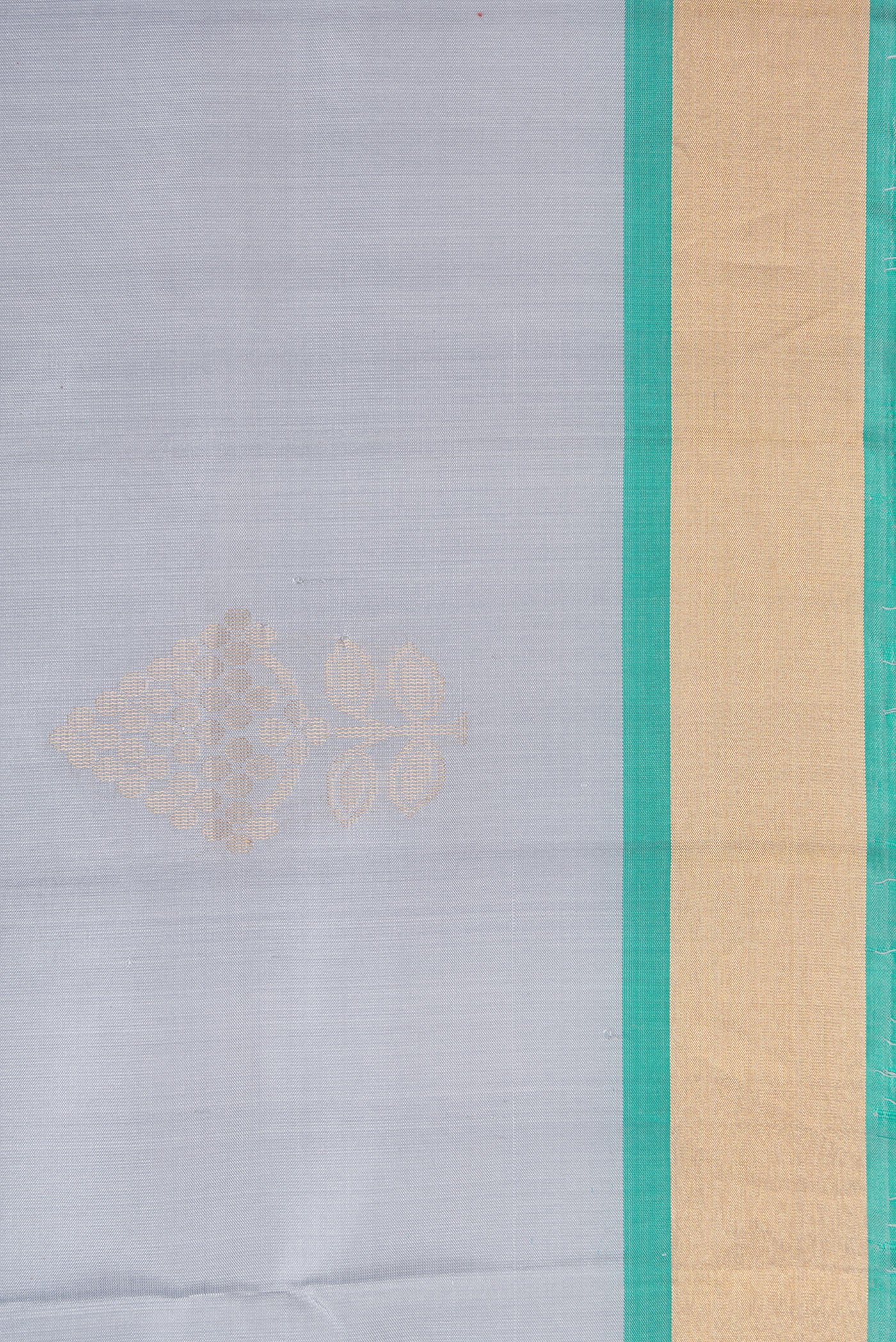 Border image of Grey Dual Tone Soft Silk Saree with Zari Butta on the body and Zari Border. 