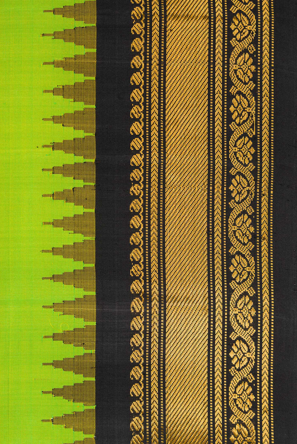 Border image of Parrot Green Dual Tone Gadwal Silk Saree with Zari Butta on the body and Zari Border. 
