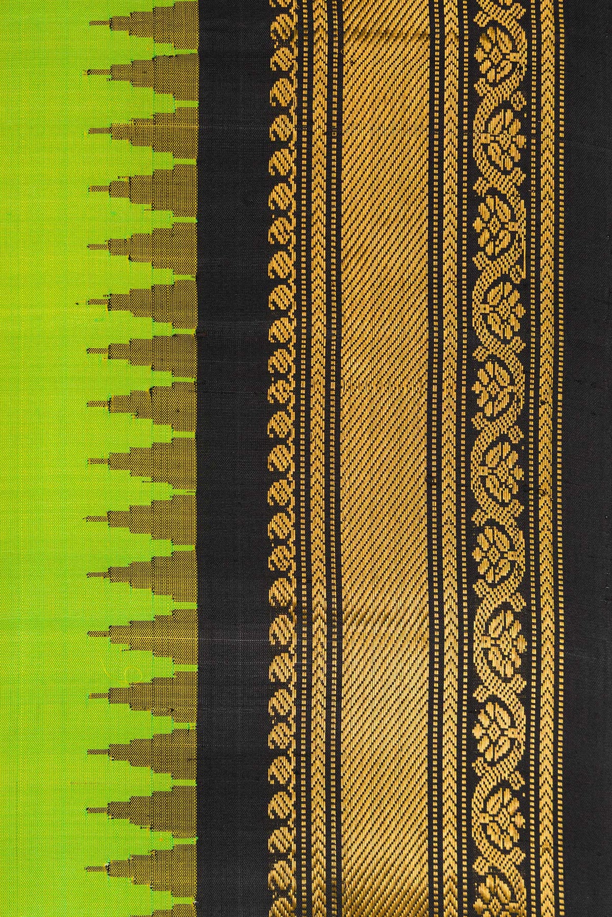 Border image of Parrot Green Dual Tone Gadwal Silk Saree with Zari Butta on the body and Zari Border. 