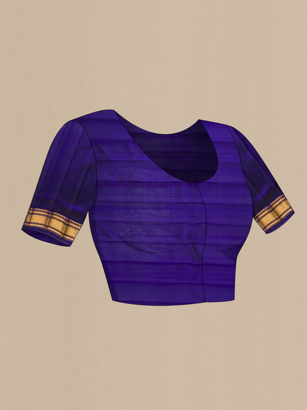 Close up image of the blouse of Sandal Dual Tone Gadwal Silk Saree with Zari Butta on the body and Zari Border. 