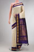 Sandal Dual Tone Gadwal Silk Saree with Zari Butta on the body and Zari Border.  displayed on a mannequin