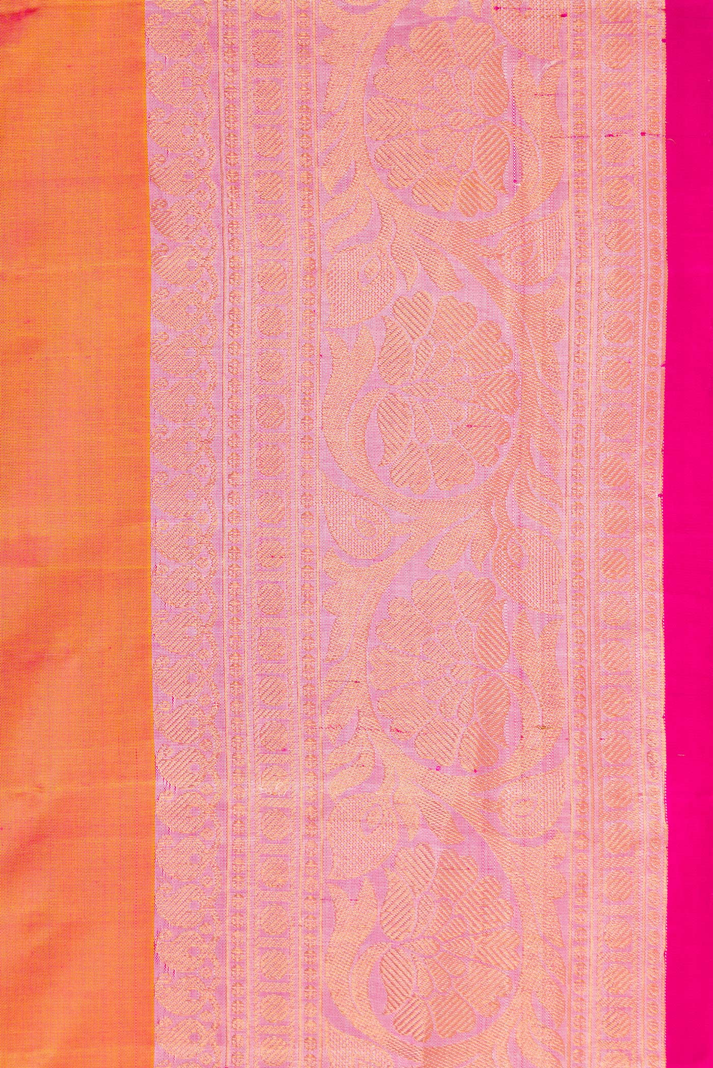 Border image of Coral Dual Tone Gadwal Silk Saree with Zari Butta on the body and Zari Border. 
