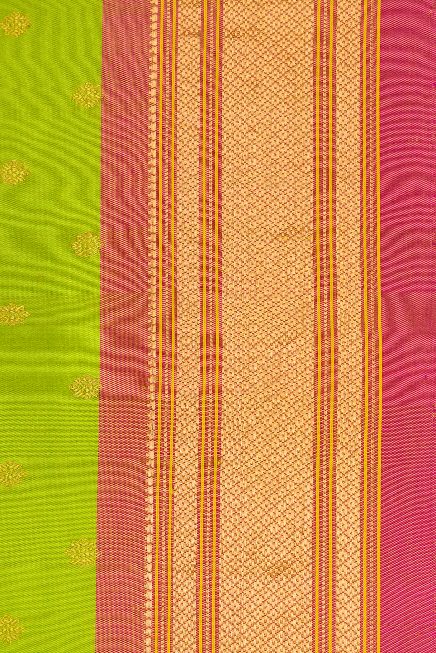 Border image of Parrot Green Dual Tone Paithani Silk Saree with Zari Butta on the body and Zari Border. 