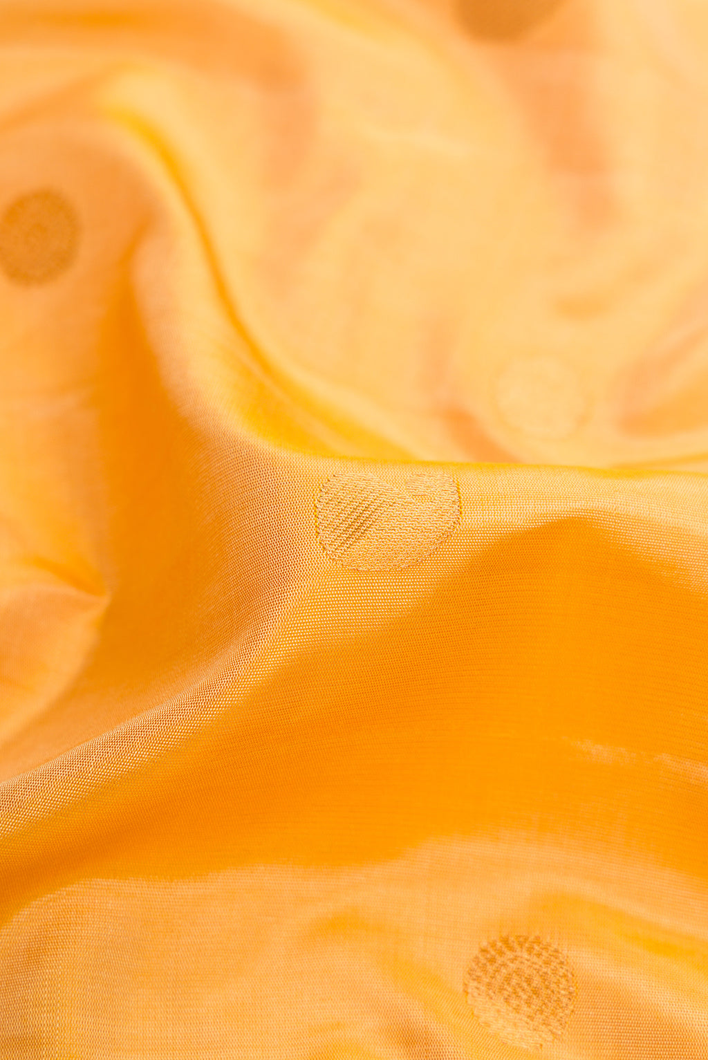 Close up of Sandal Dual Tone Gadwal Silk Saree with Zari Butta on the body and Paithani Border.  displaying folds
