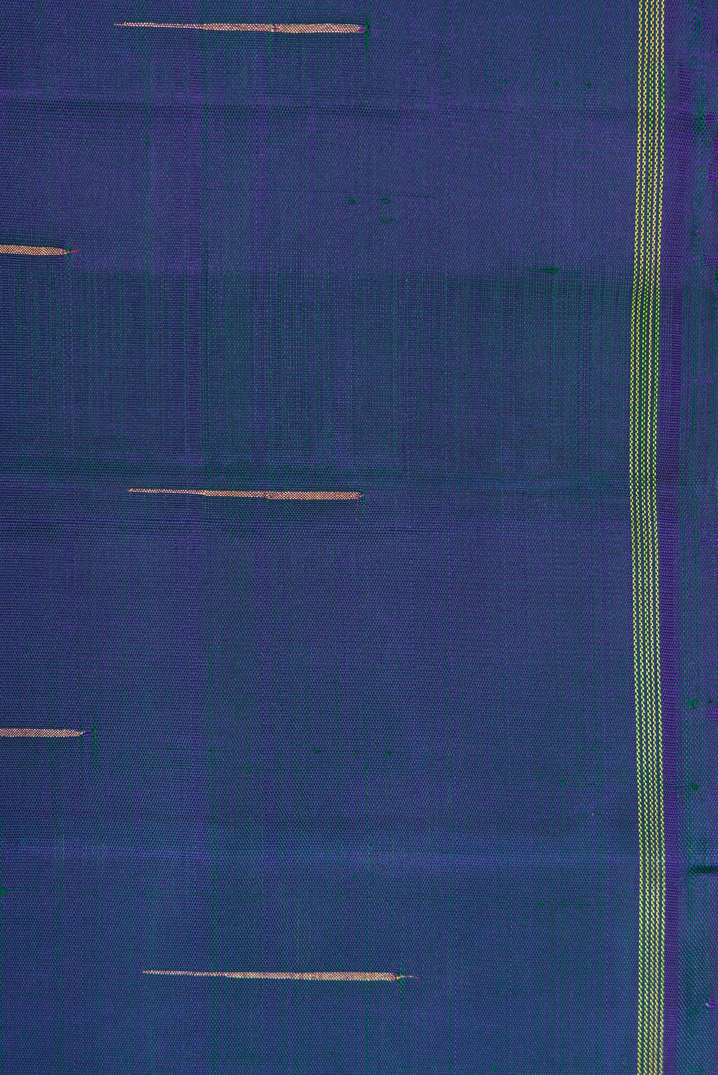 Border image of Peacock Blue Dual Tone Kanjivaram Silk Saree with Zari Butta on the body and Thin Zari Line. 