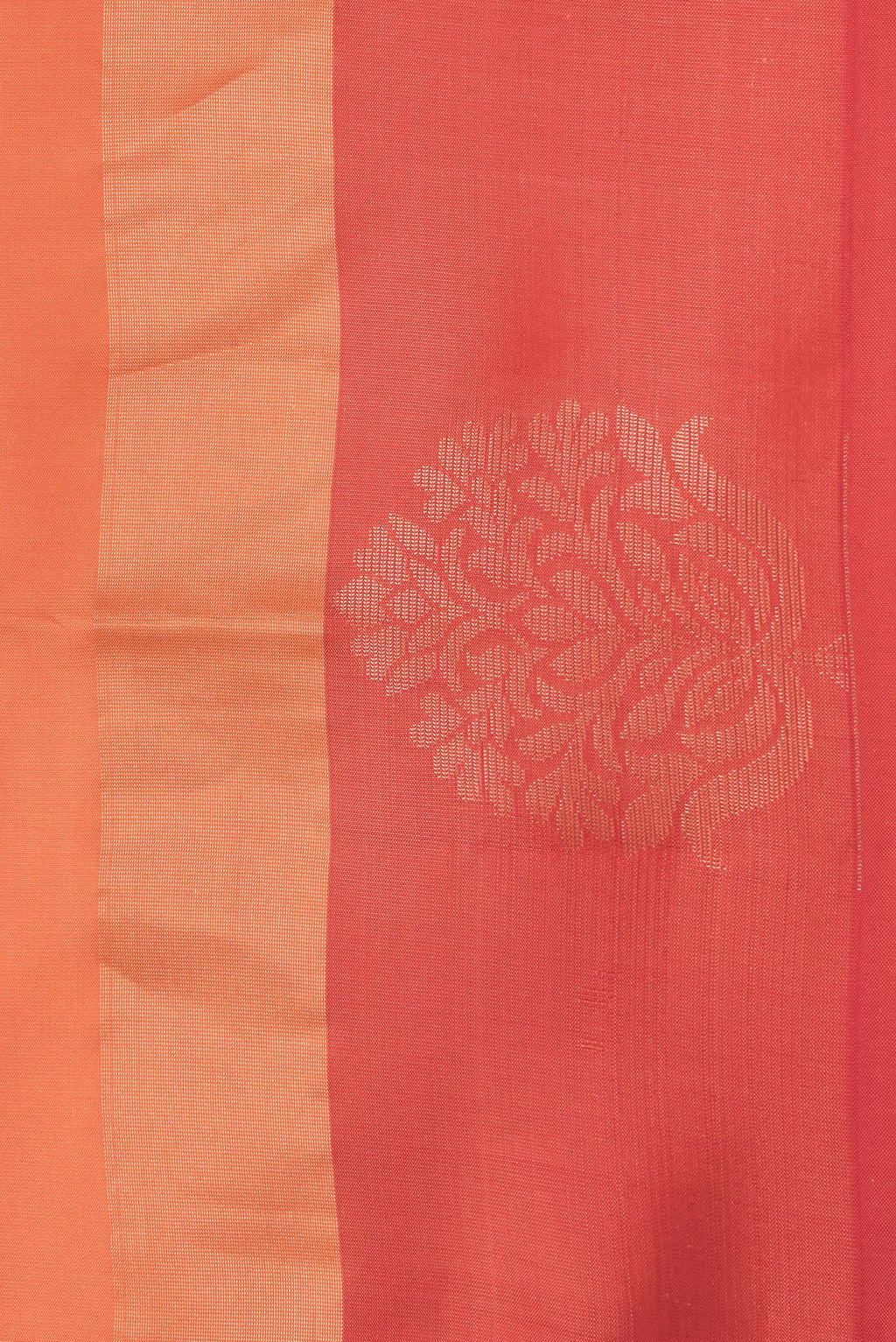 Border image of Golden Peach Dual Tone Soft Silk Saree with Zari Butta on the body and Fancy Border. 