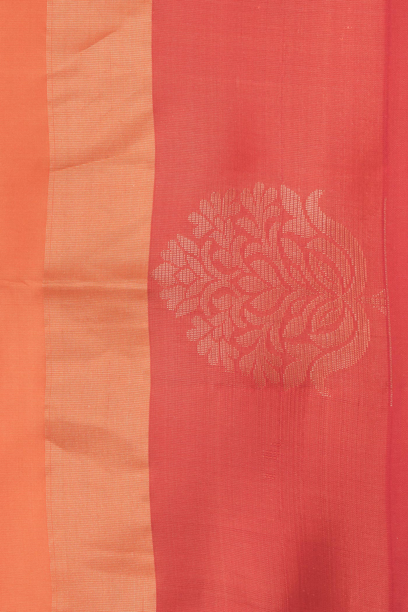 Border image of Golden Peach Dual Tone Soft Silk Saree with Zari Butta on the body and Fancy Border. 