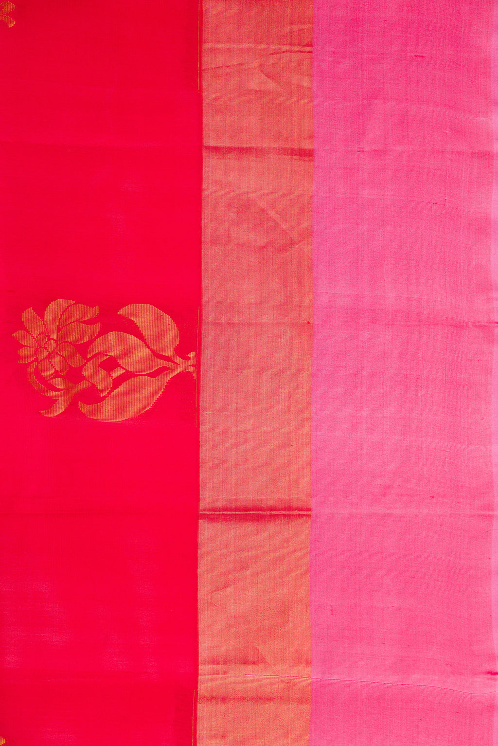 Border image of Red Dual Tone Soft Silk Saree with Zari Butta on the body and Zari Border. 