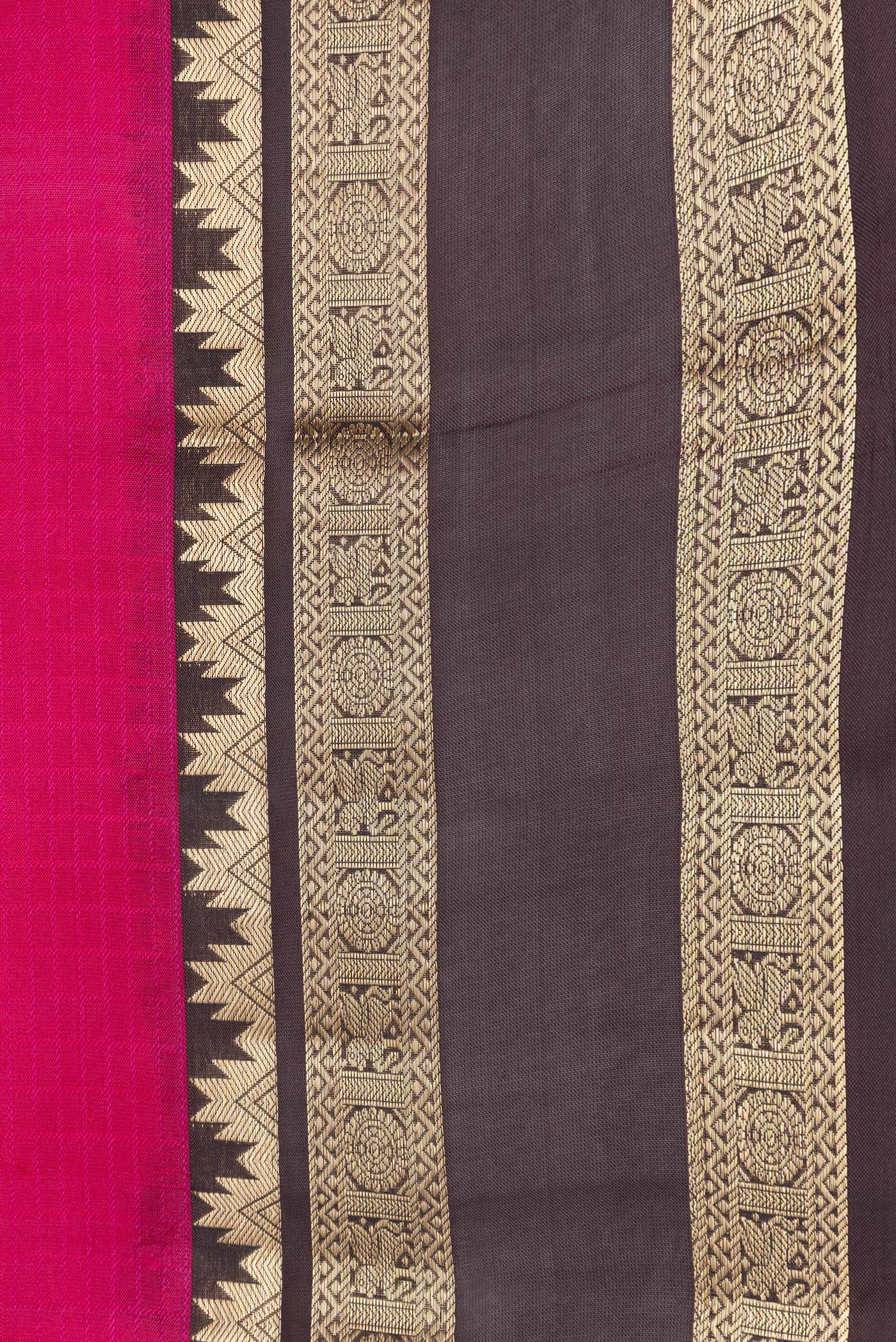 Border image of Pink Dual Tone Kanchipuram Silk Saree with Checked design on the body and Zari Border. 