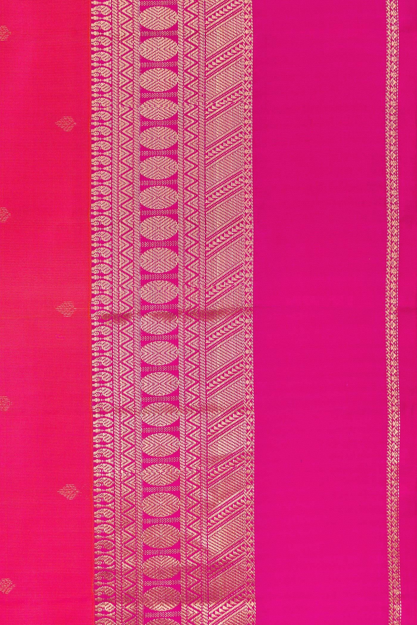 Border image of Rani Pink Dual Tone Kanchipuram Silk Saree with Zari Butta on the body and Zari Border. 