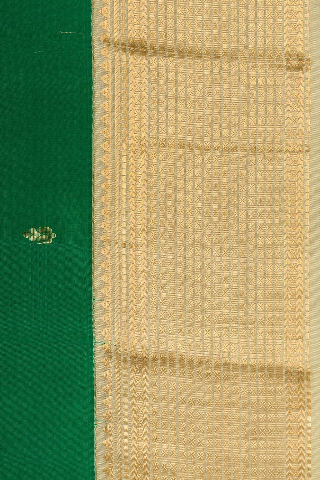 Border image of Green Dual Tone Kanchipuram Silk Saree with Zari Butta on the body and Zari Border. 