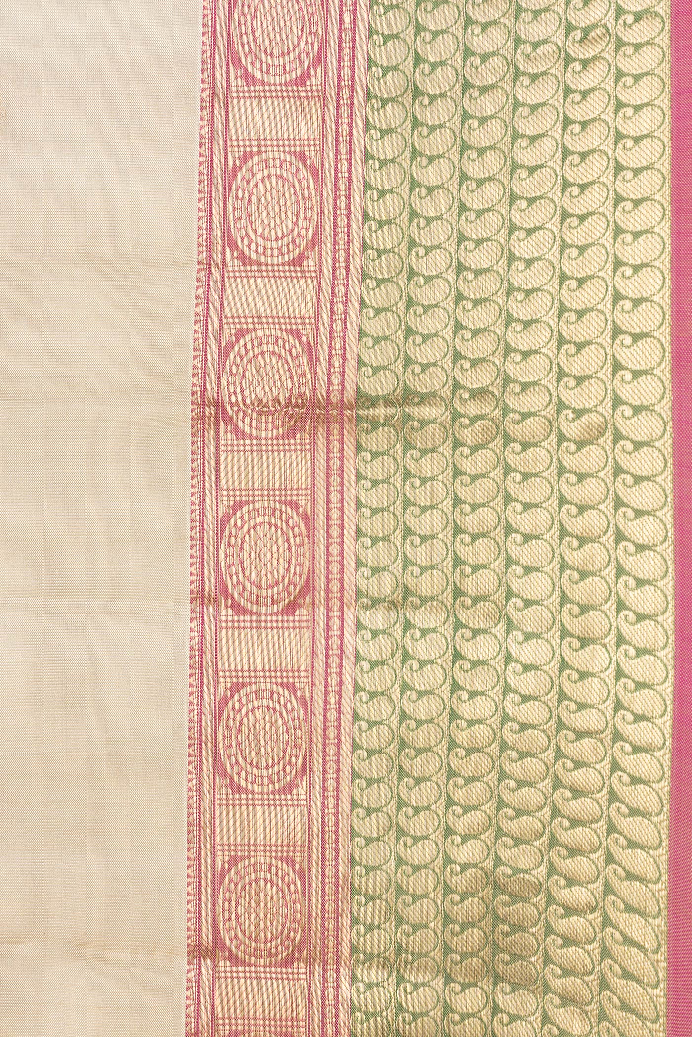Border image of Dark Beige Dual Tone Kanchipuram Silk Saree with Zari Butta on the body and Zari Border. 