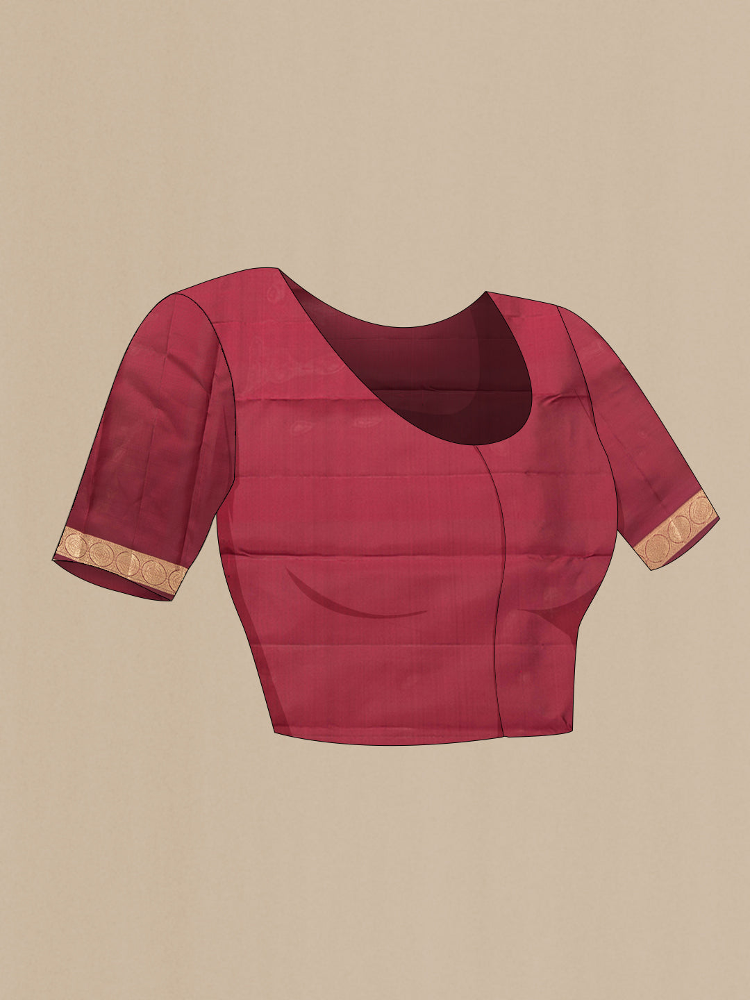 Close up image of the blouse of Pink Dual Tone Kanjivaram Silk Saree with Zari Butta on the body and Zari Border. 