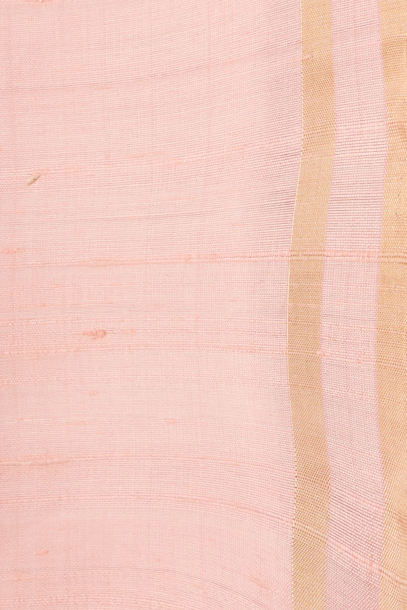 Border image of Golden Peach Dual Tone Raw Silk Saree with Plain Body and Zari Border. 