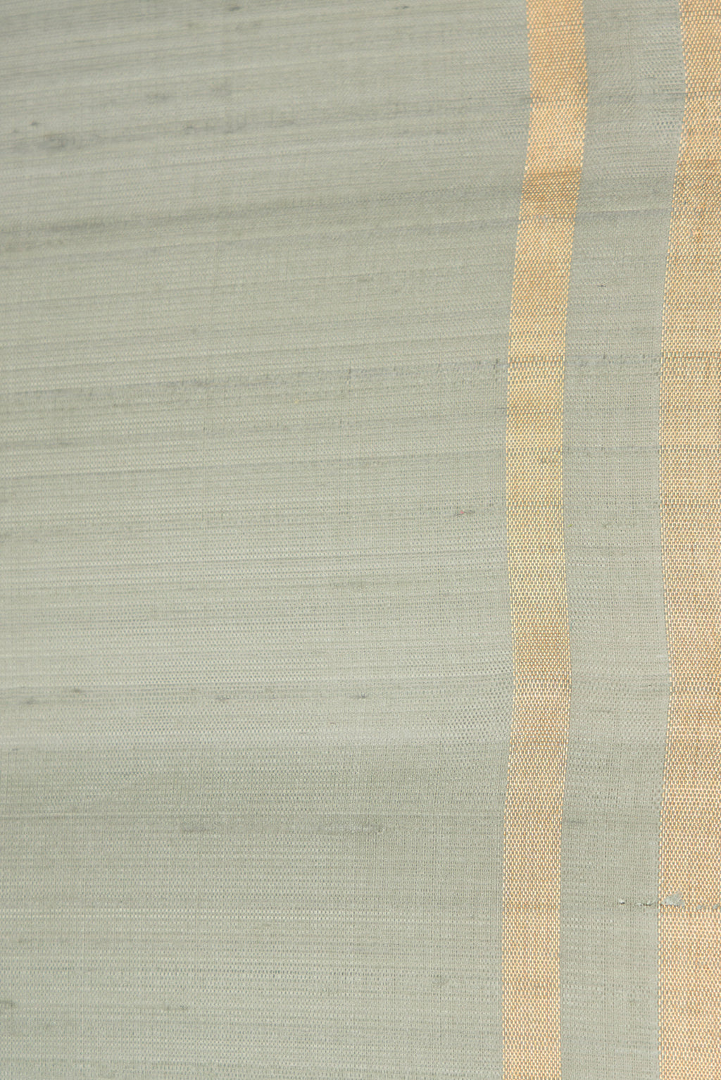 Border image of Grey Dual Tone Raw Silk Saree with Printed design on the body and Zari Border. 