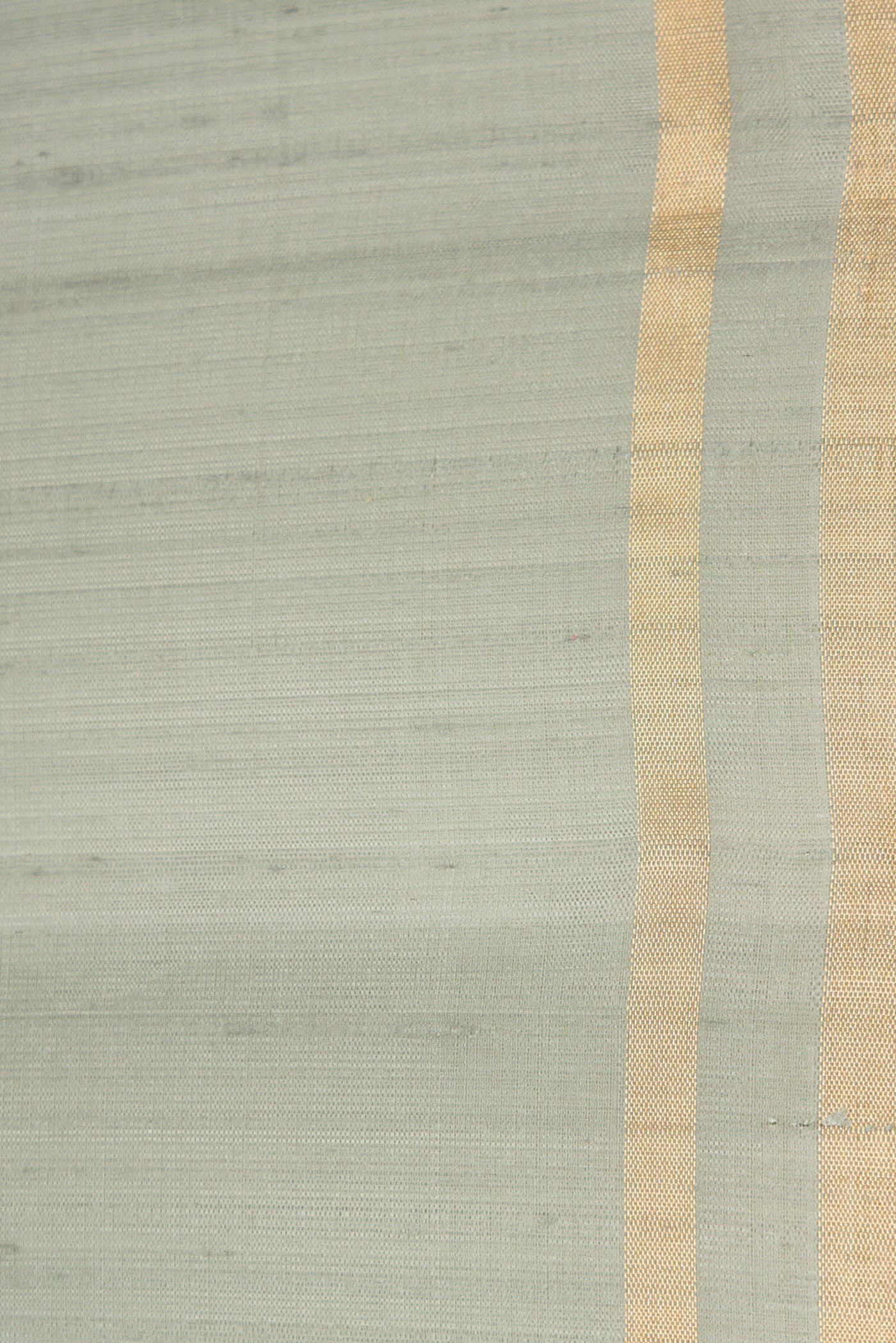 Border image of Grey Dual Tone Raw Silk Saree with Printed design on the body and Zari Border. 