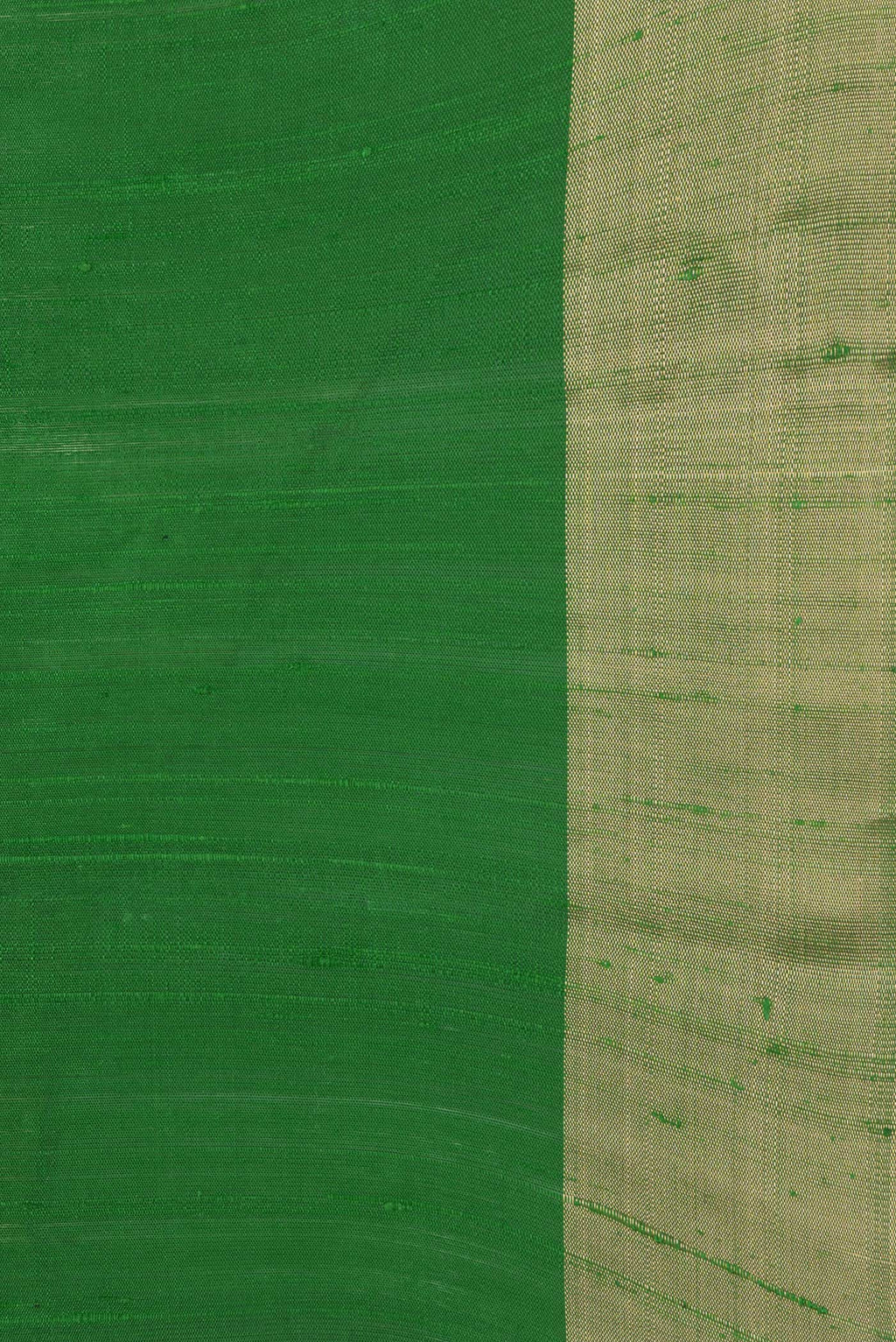 Border image of Bottle Green Dual Tone Raw Silk Saree with Plain Body and Zari Border. 