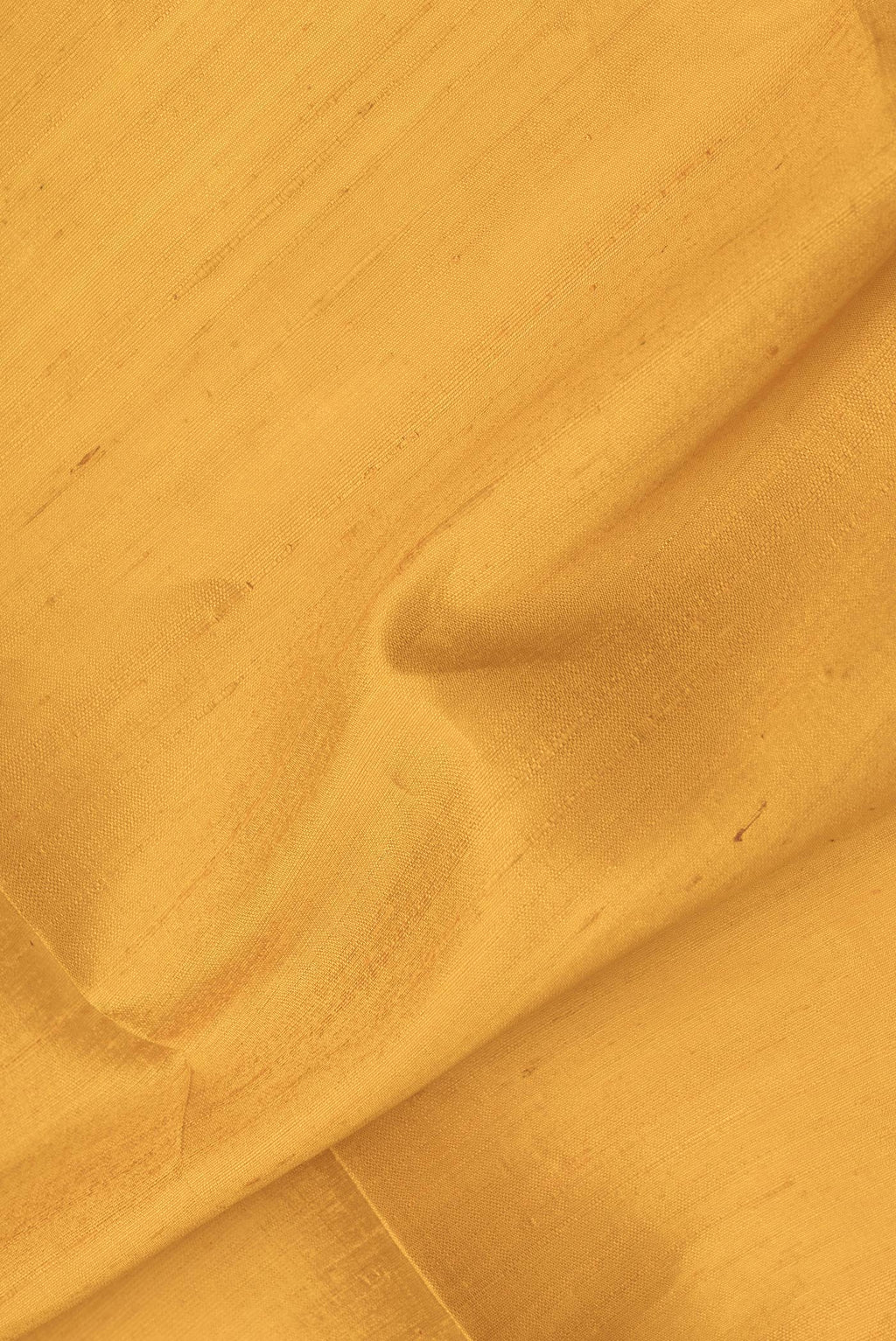 Close up of Mustard Dual Tone Raw Silk Saree with Plain Body and Fancy Border.  displaying folds