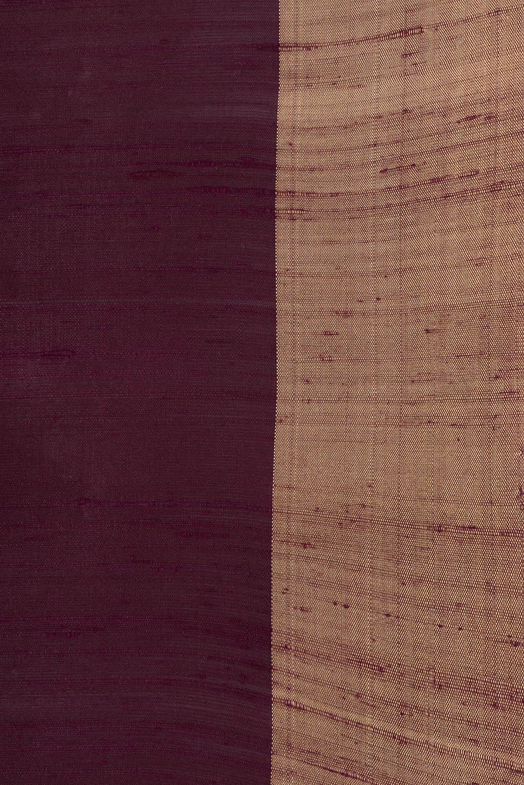Border image of Burgundy Dual Tone Raw Silk Saree with Plain Body and Zari Border. 