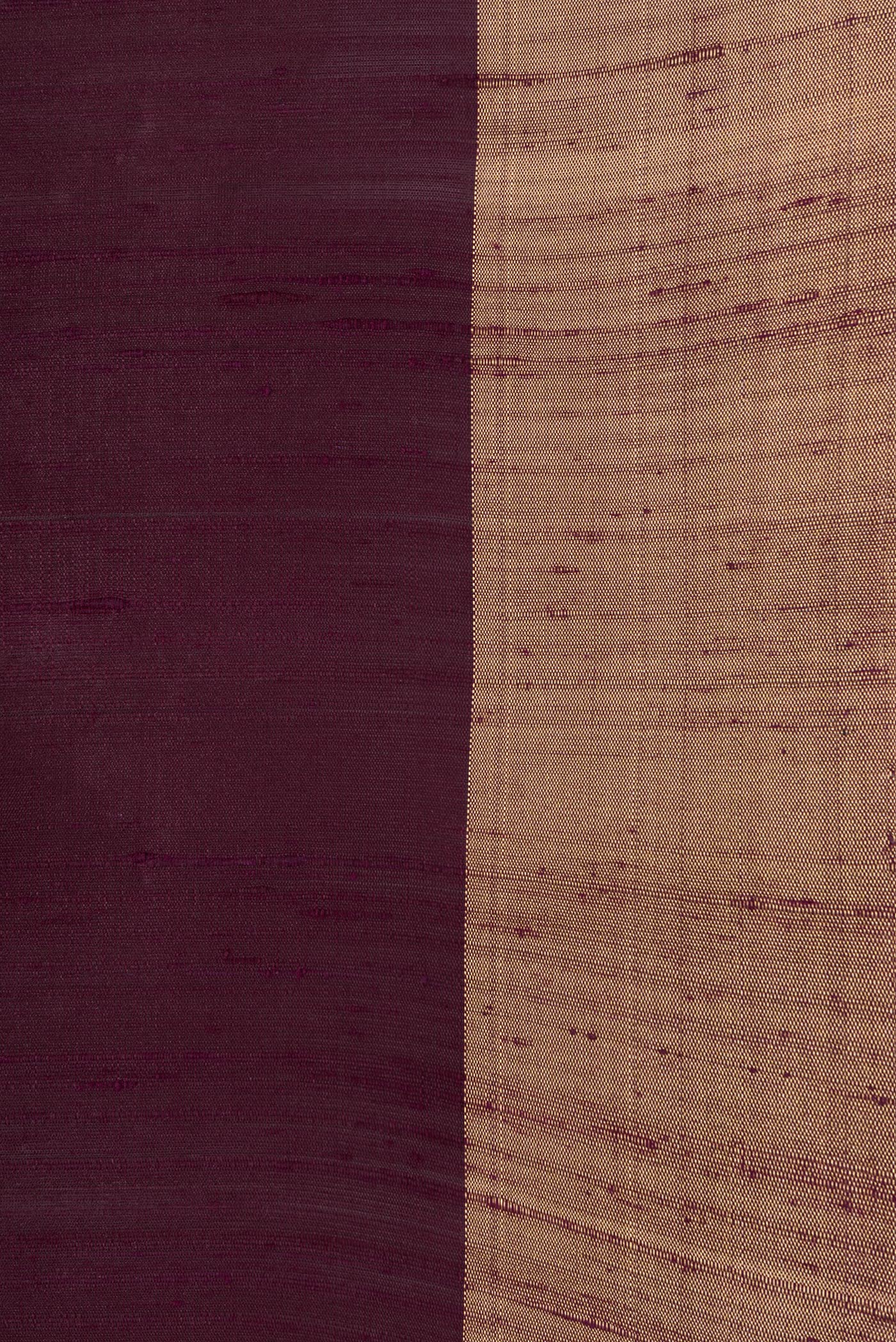Border image of Burgundy Dual Tone Raw Silk Saree with Plain Body and Zari Border. 