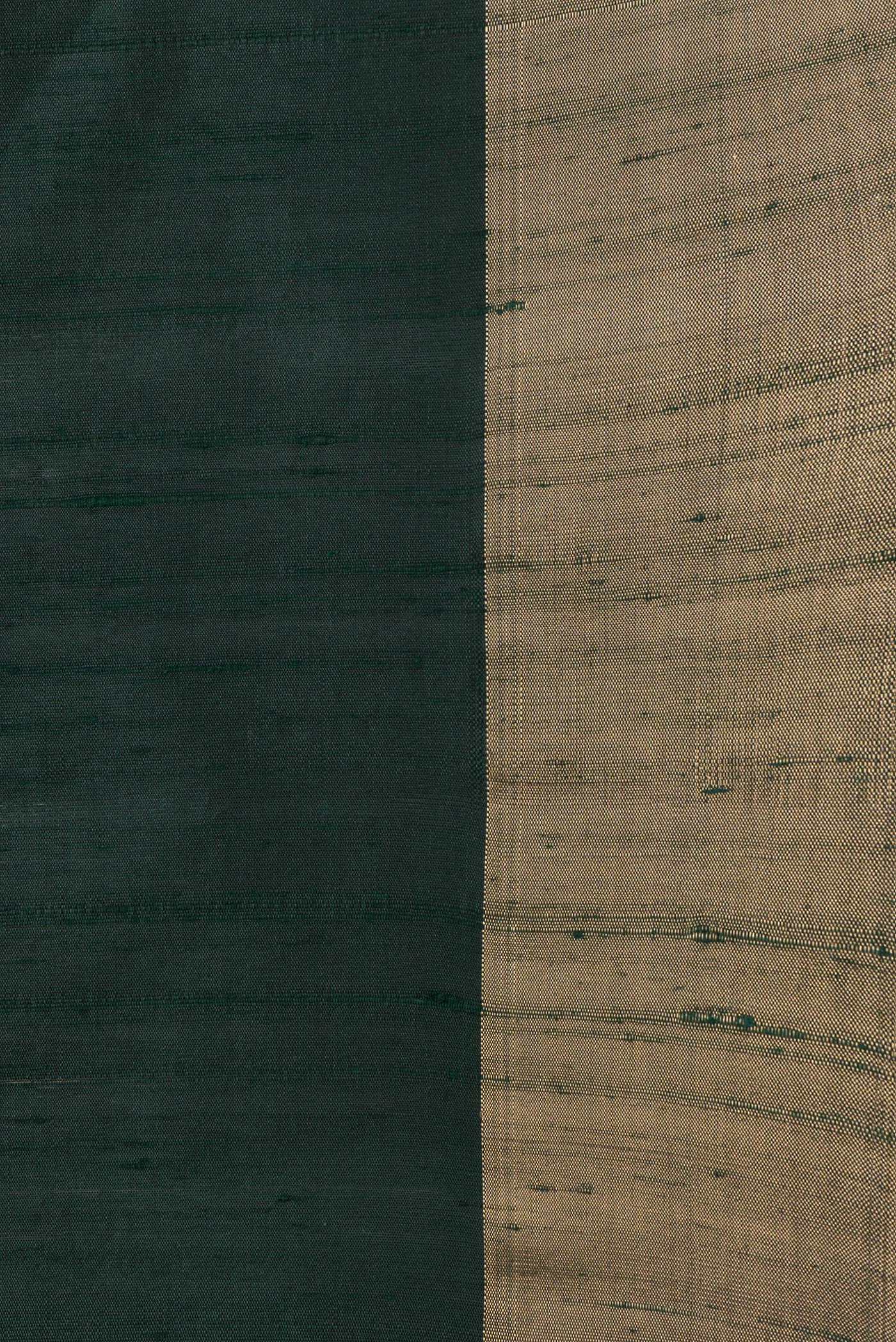 Border image of Bottle Green Dual Tone Raw Silk Saree with Plain Body and Zari Border. 