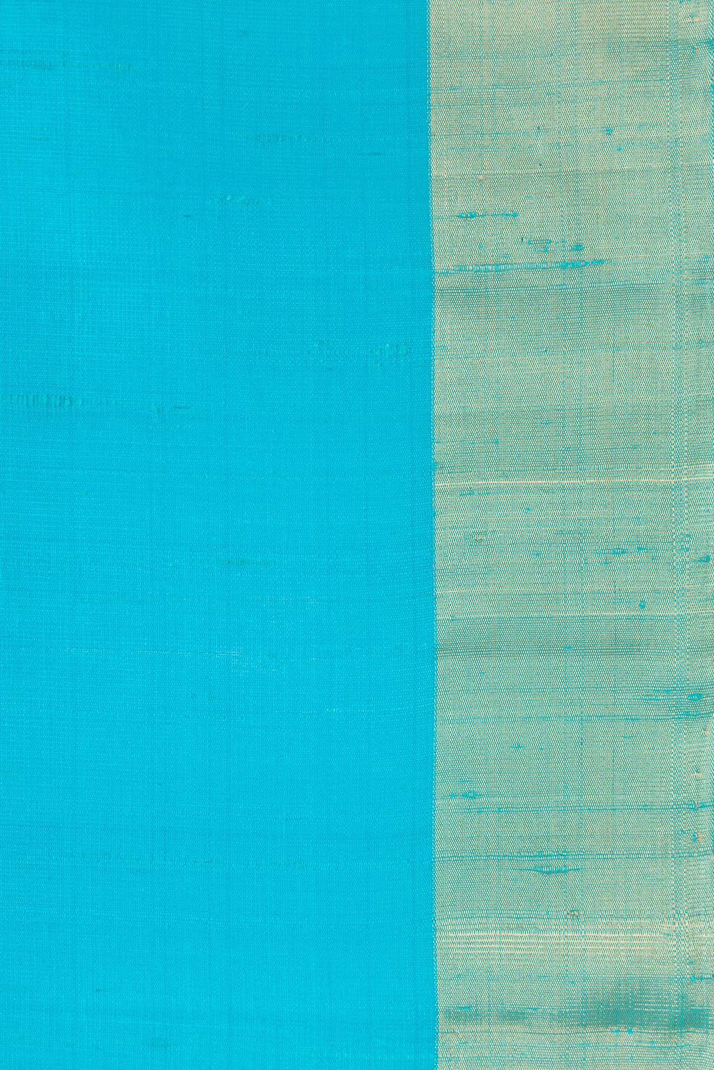 Border image of Sky Blue Dual Tone Raw Silk Saree with Plain Body and Zari Border. 
