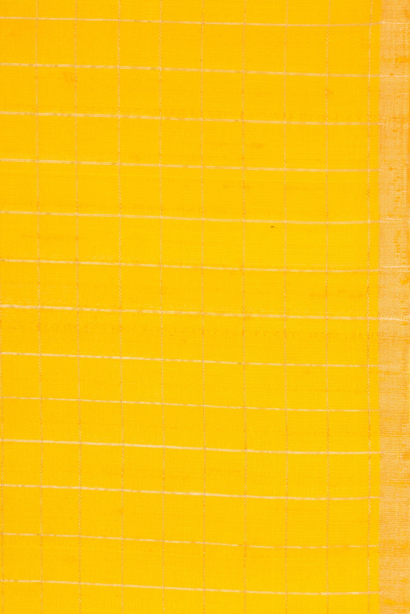 Border image of Yellow Dual Tone Raw Silk Saree with Checked design on the body and Thin Zari Line. 