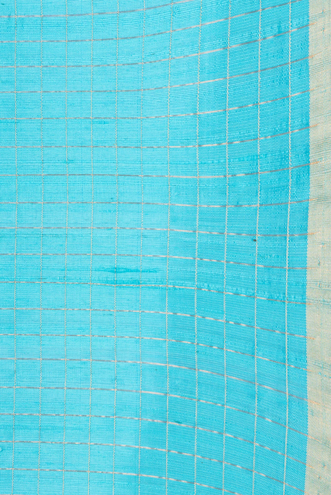 Border image of Sky Blue Dual Tone Raw Silk Saree with Checked design on the body and Zari Border. 