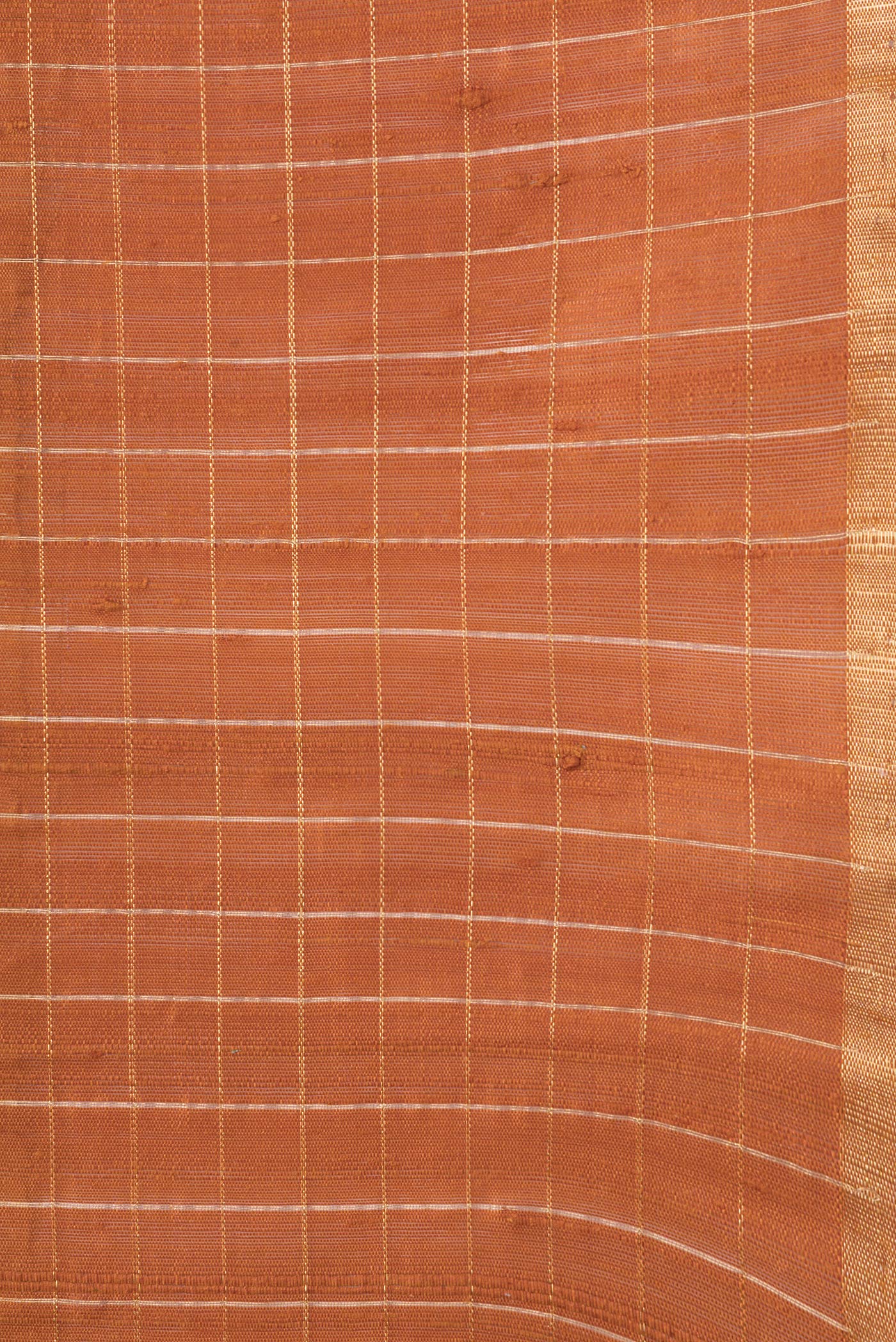 Border image of Bronze Dual Tone Raw Silk Saree with Checked design on the body and Thin Zari Line. 